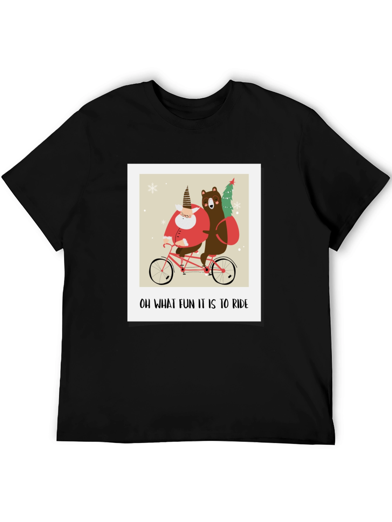 Funny Christmas Bear & Santa Bike Ride Graphic Tee