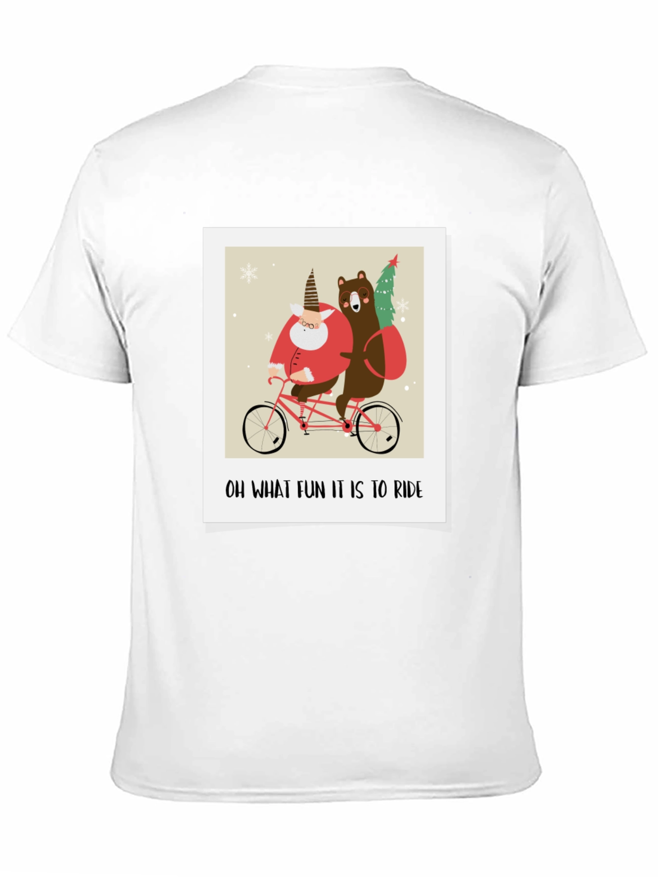 Funny Christmas Bear & Santa Bike Ride Graphic Tee
