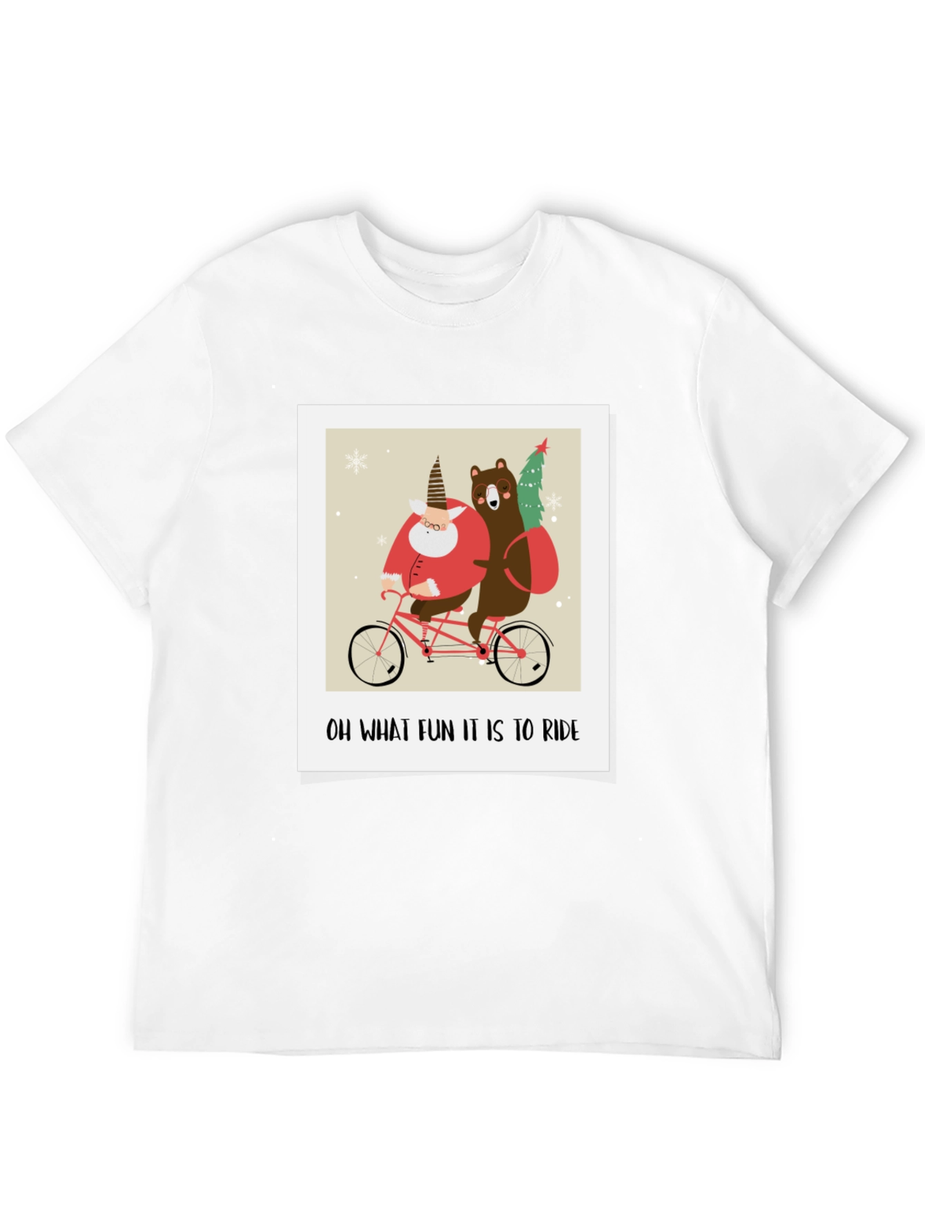 Funny Christmas Bear & Santa Bike Ride Graphic Tee