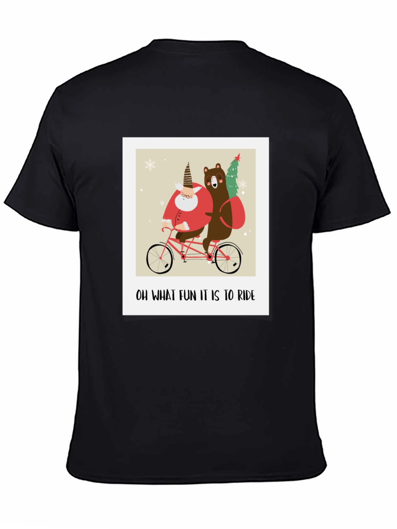 Funny Christmas Bear & Santa Bike Ride Graphic Tee
