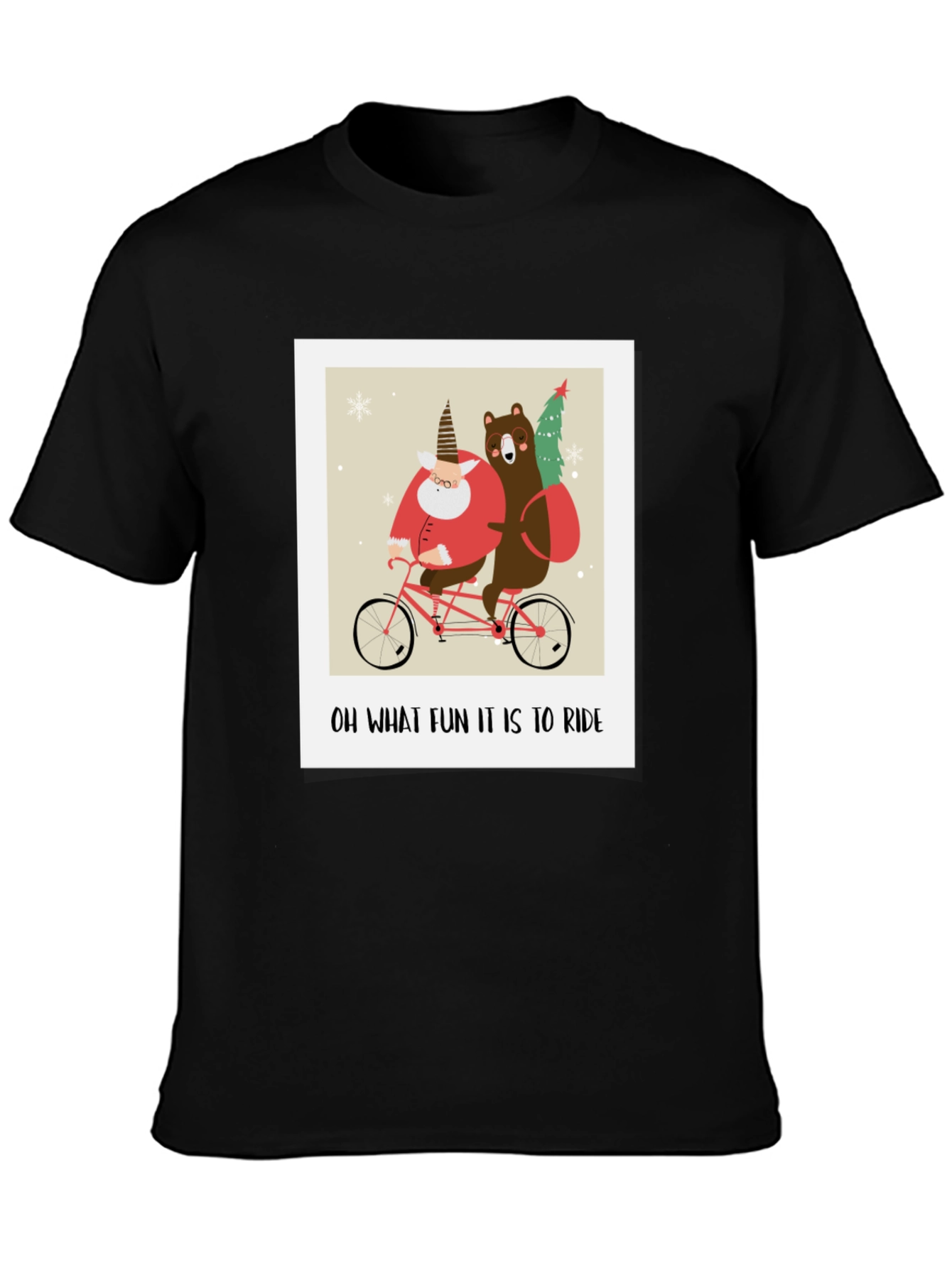 Funny Christmas Bear & Santa Bike Ride Graphic Tee