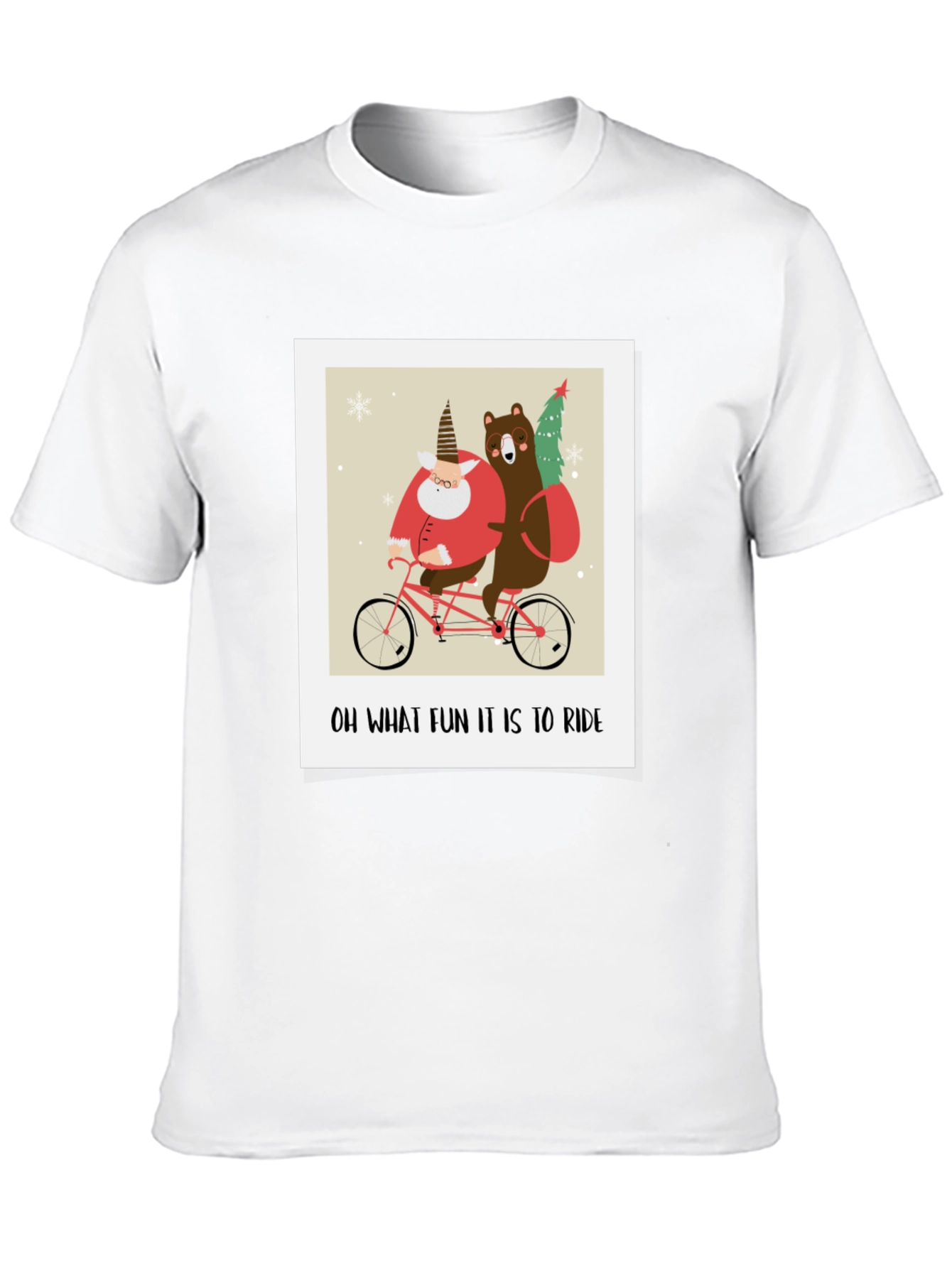 Funny Christmas Bear & Santa Bike Ride Graphic Tee