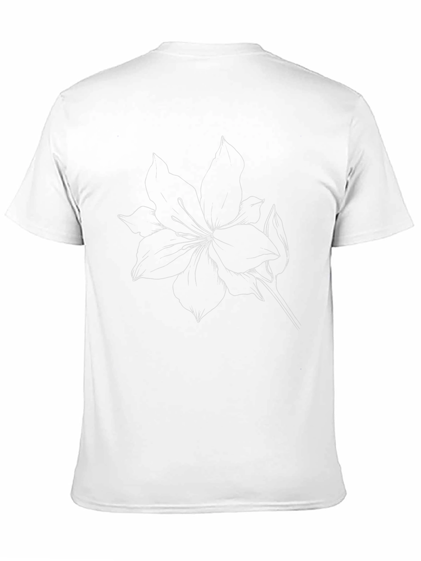 Floral Line Art T-Shirt - Black