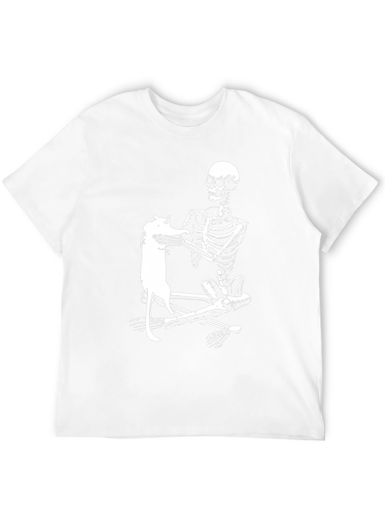 Skeleton & Cat Graphic Tee - Black