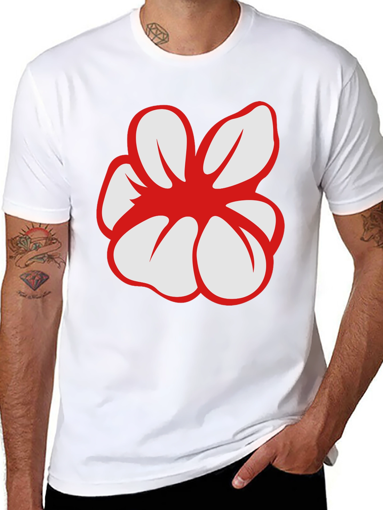 Bold Flower Graphic Tee - Casual Black T-Shirt