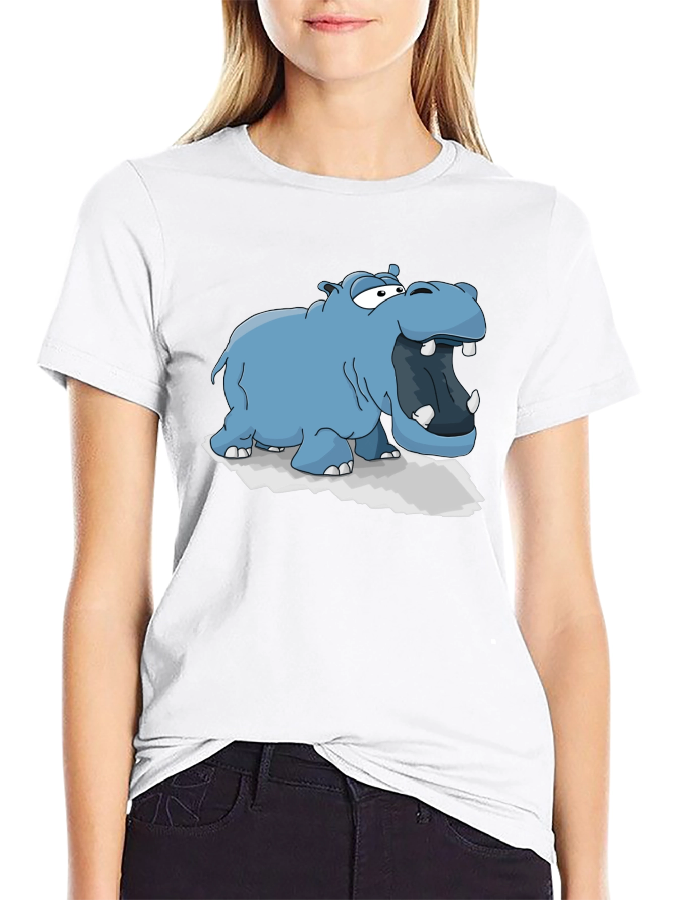 Cartoon Hippo Graphic Tee