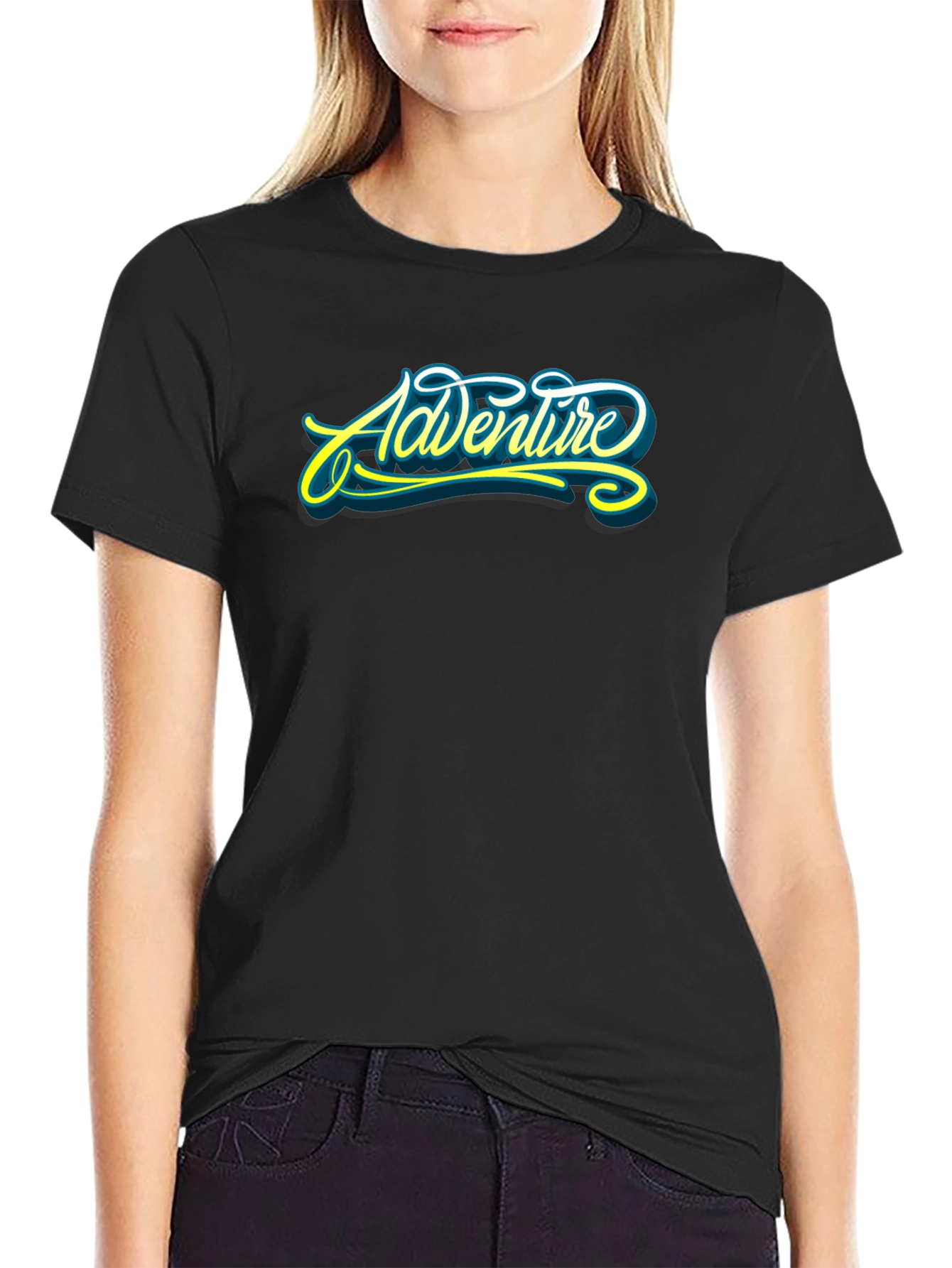 Adventure Graphic Print Black T-Shirt
