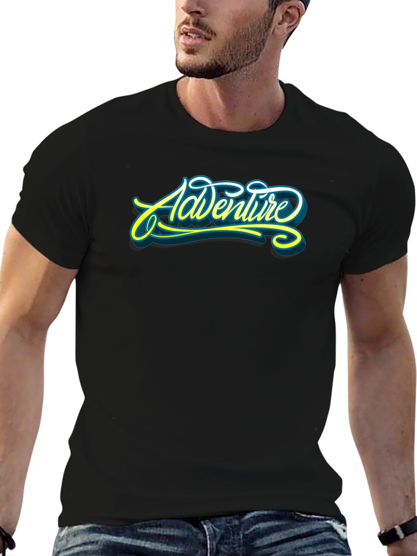 Adventure Graphic Print Black T-Shirt