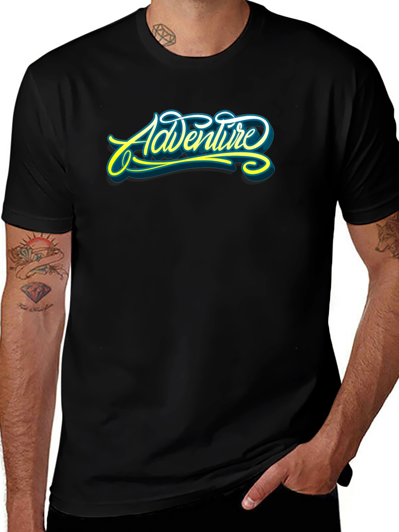 Adventure Graphic Print Black T-Shirt