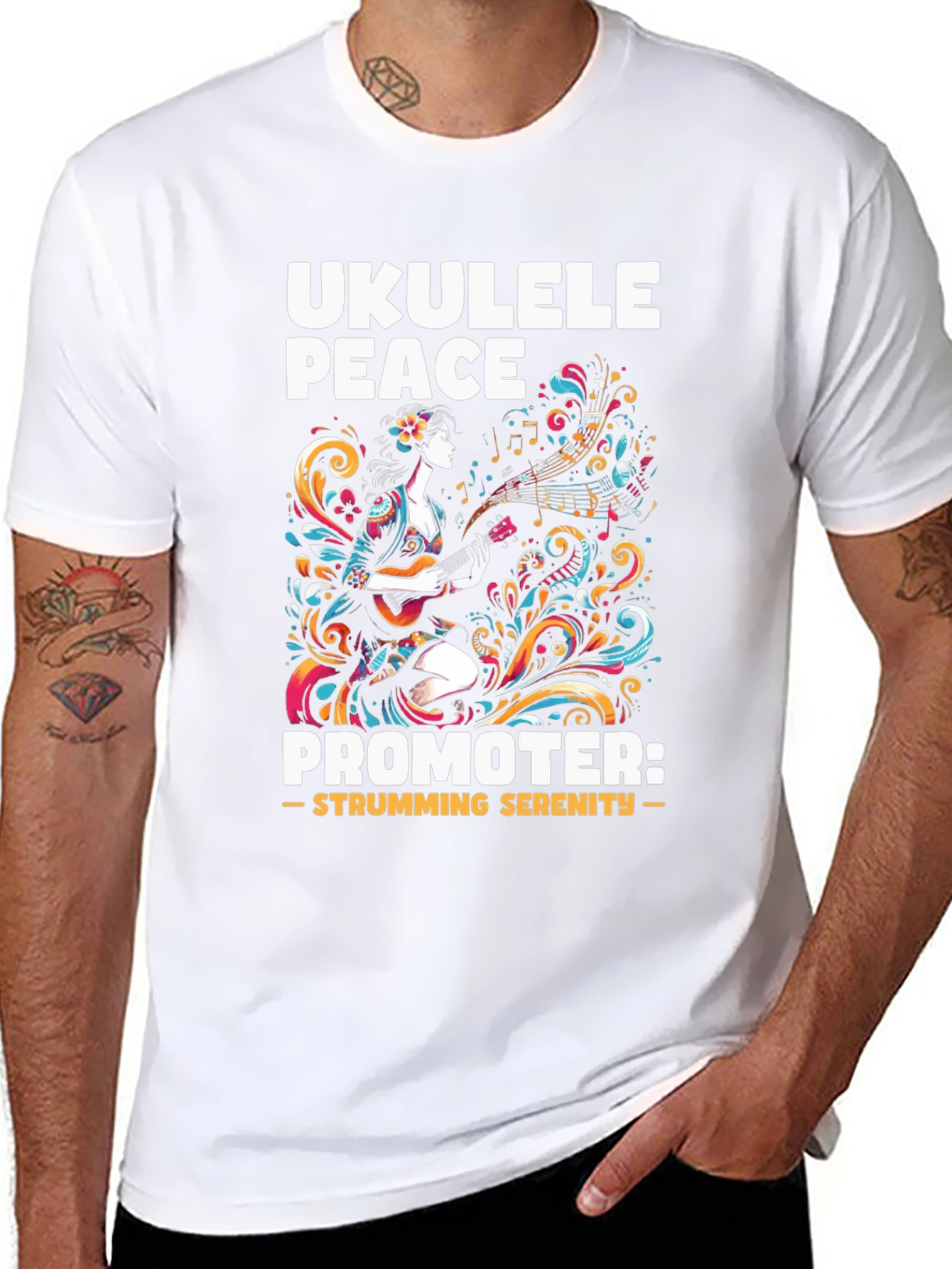 Ukulele Peace Promoter Black T-Shirt