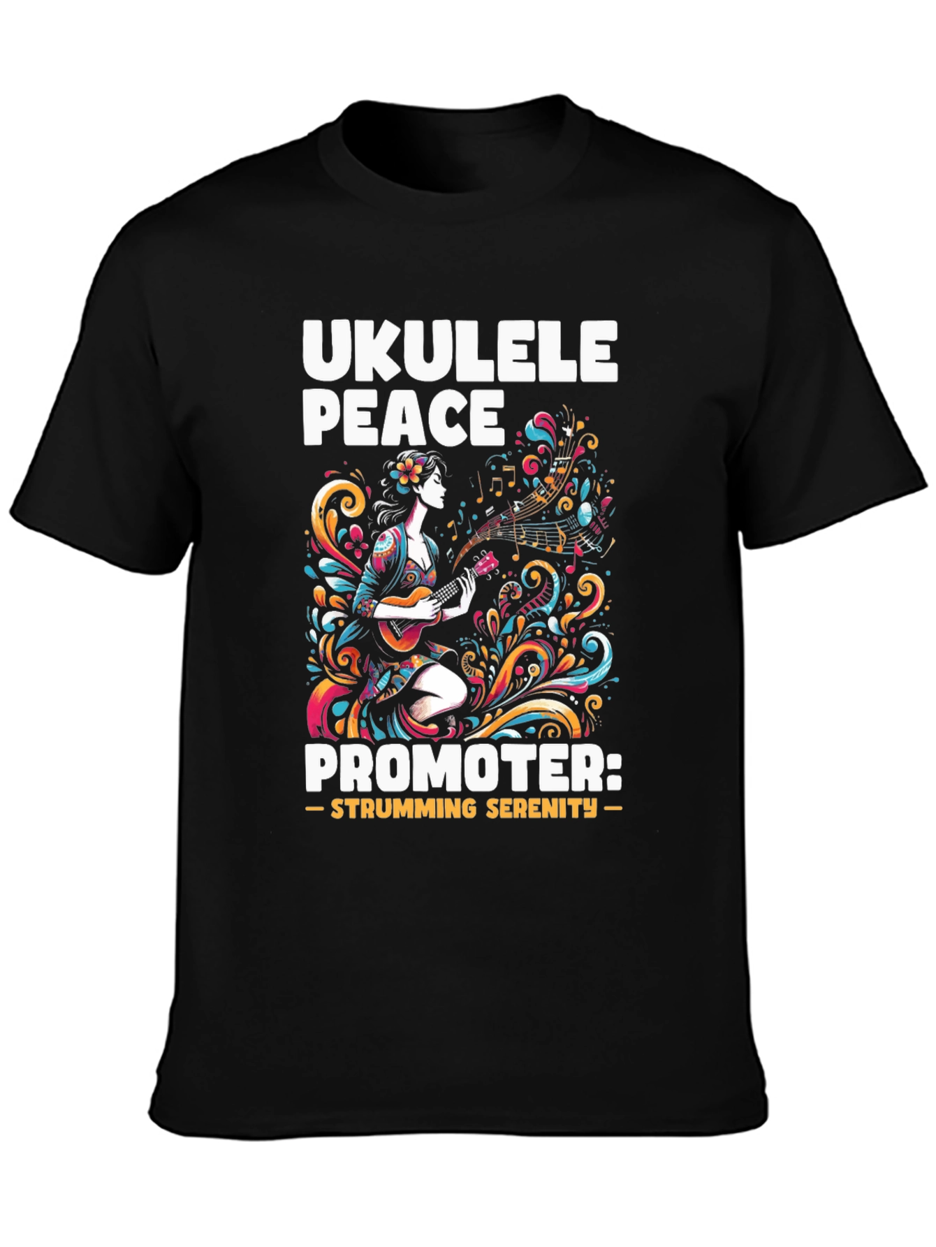 Ukulele Peace Promoter Black T-Shirt