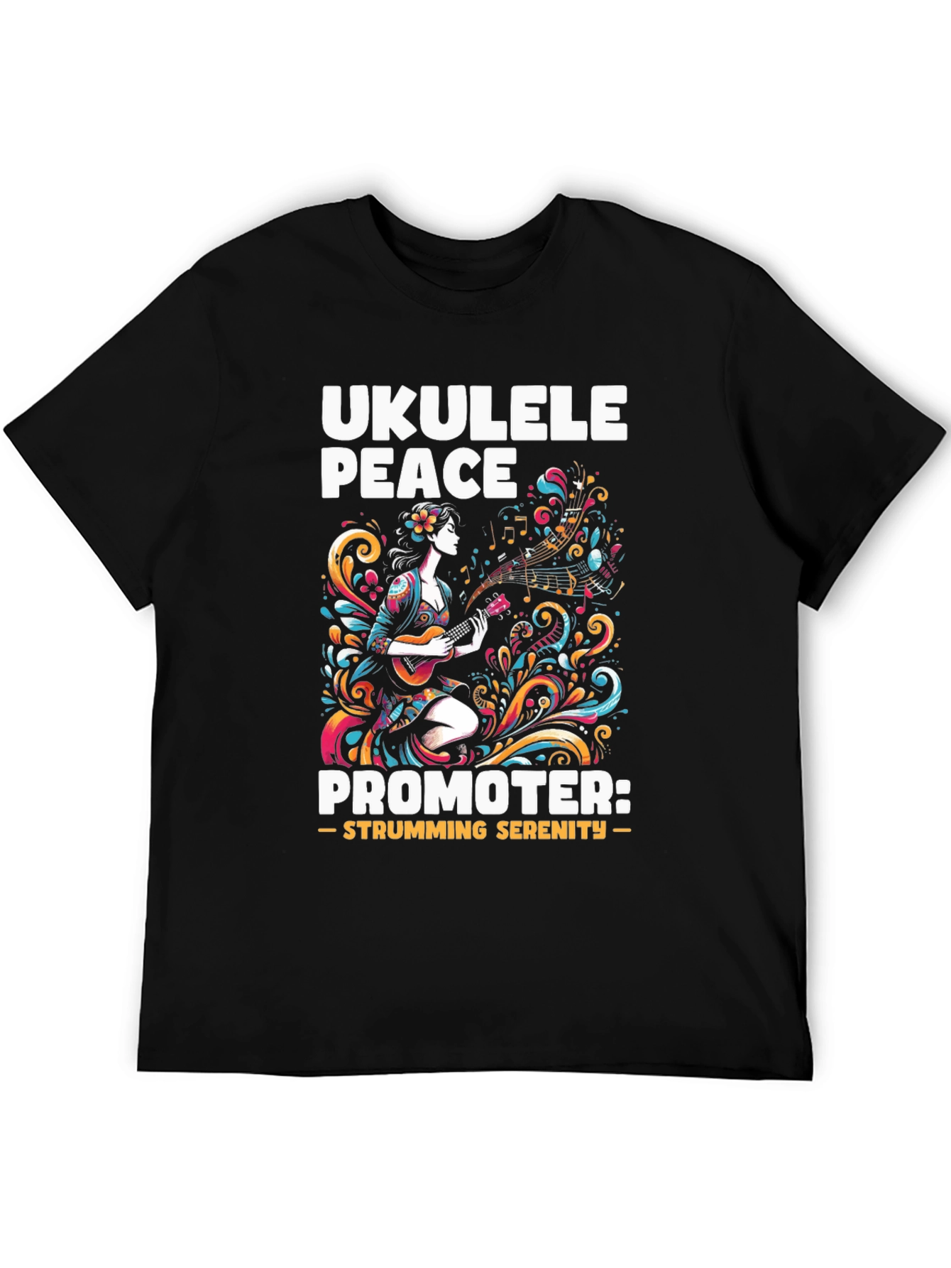 Ukulele Peace Promoter Black T-Shirt