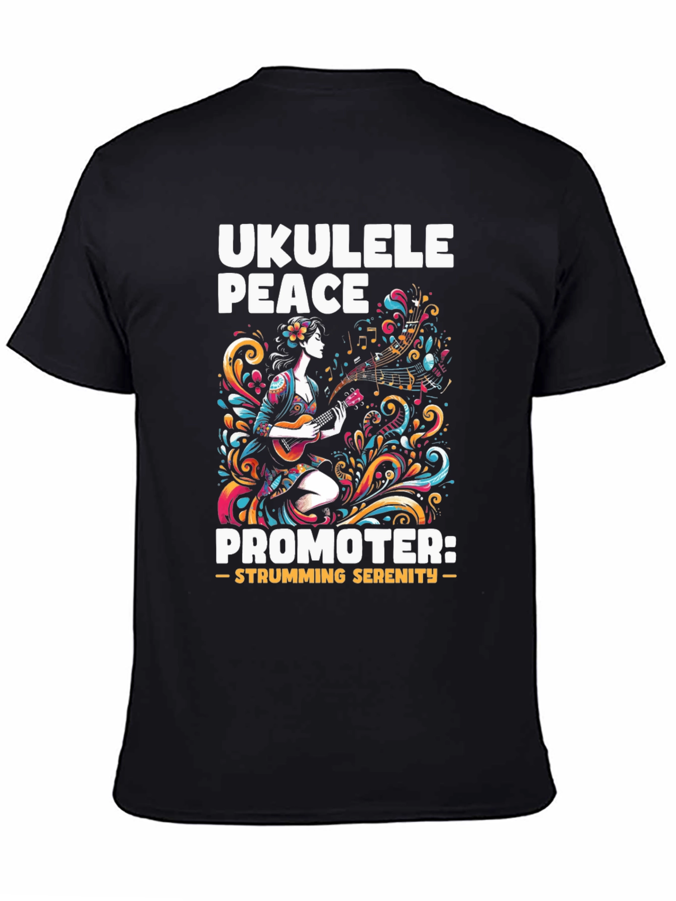 Ukulele Peace Promoter Black T-Shirt