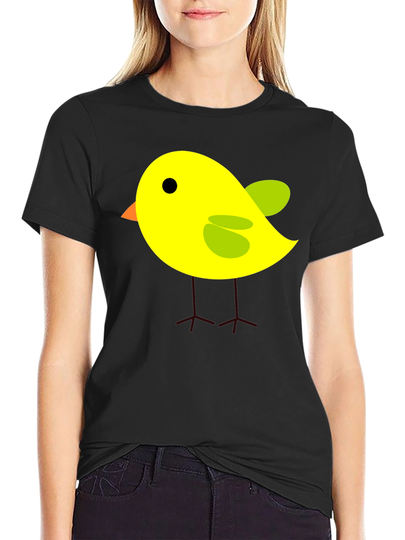 Cute Cartoon Bird T-Shirt - Black
