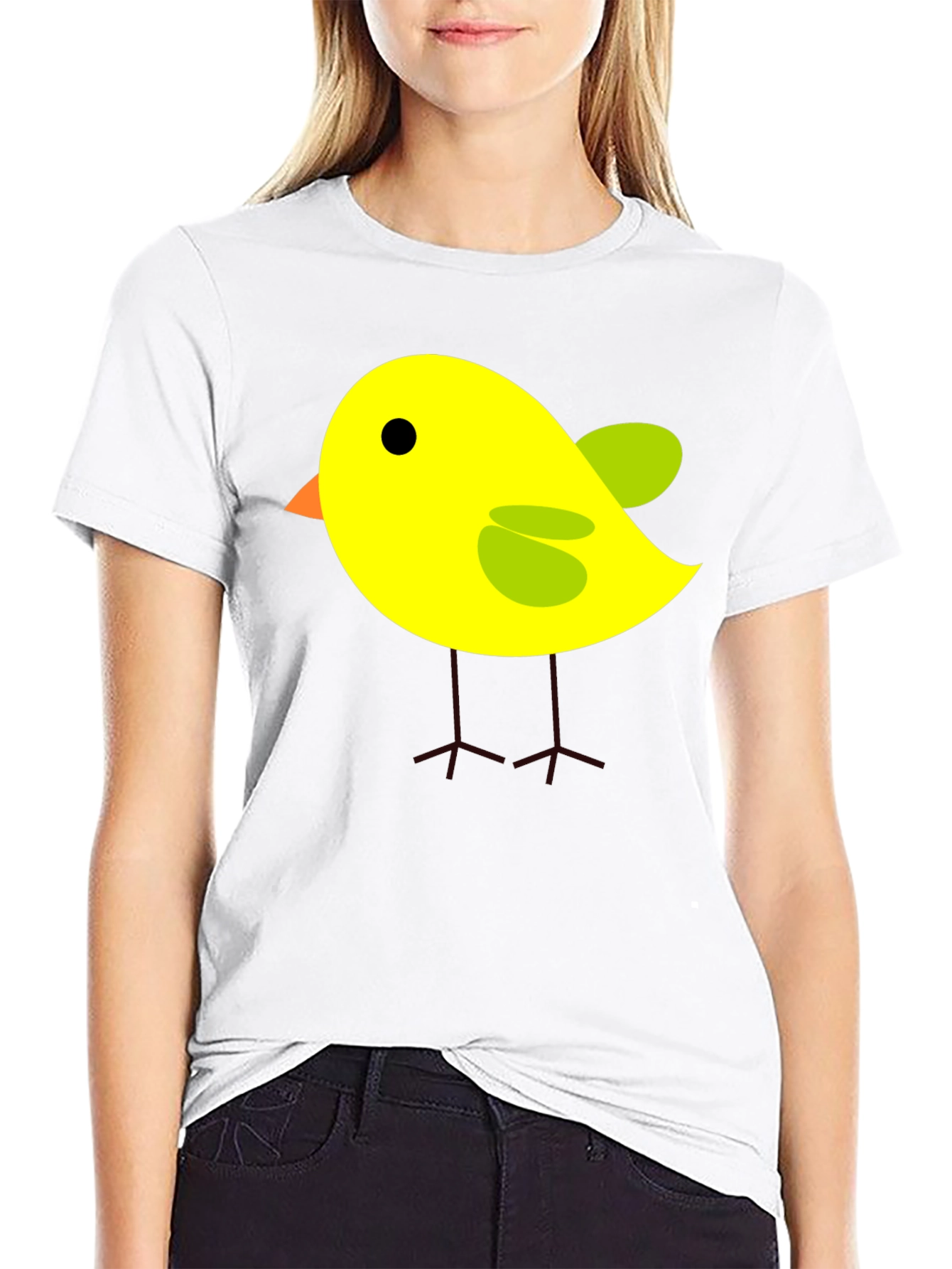 Cute Cartoon Bird T-Shirt - Black
