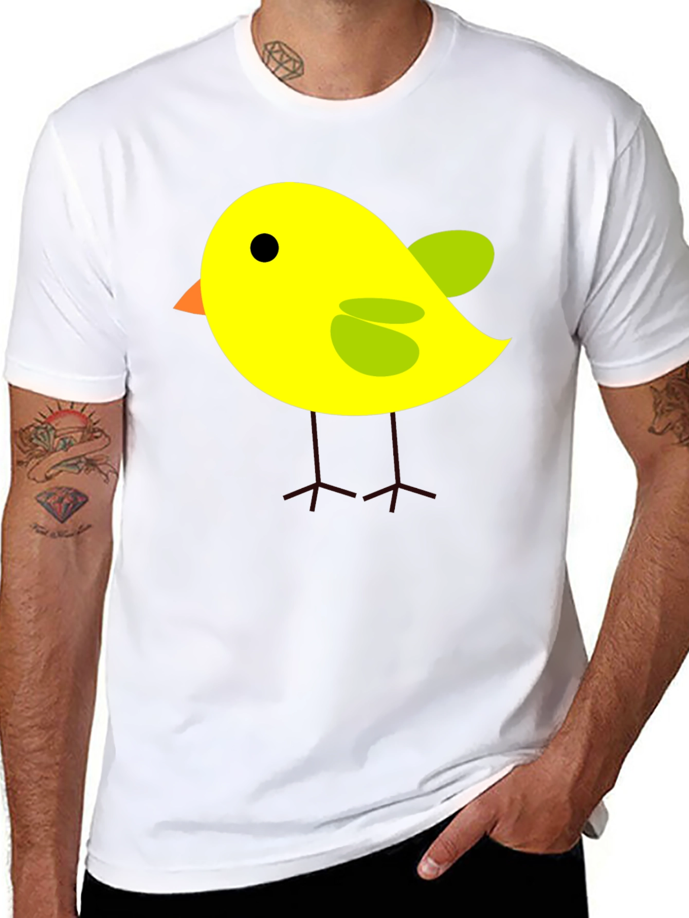 Cute Cartoon Bird T-Shirt - Black