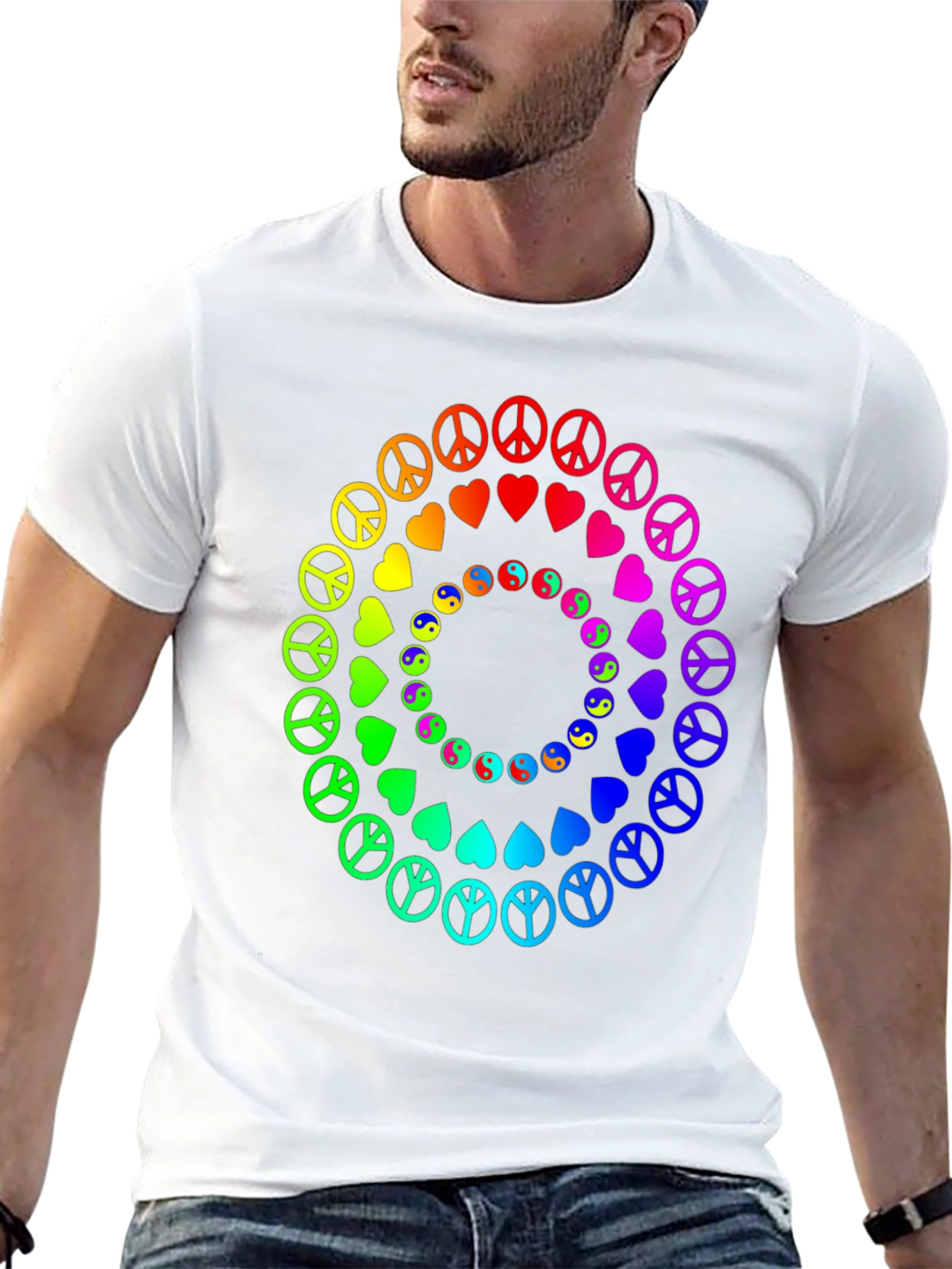 Rainbow Peace & Love Circle Graphic Tee