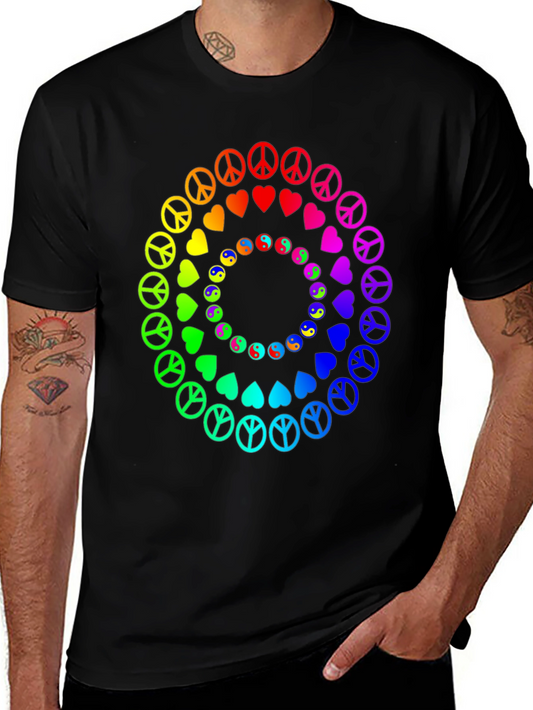 Rainbow Peace & Love Circle Graphic Tee