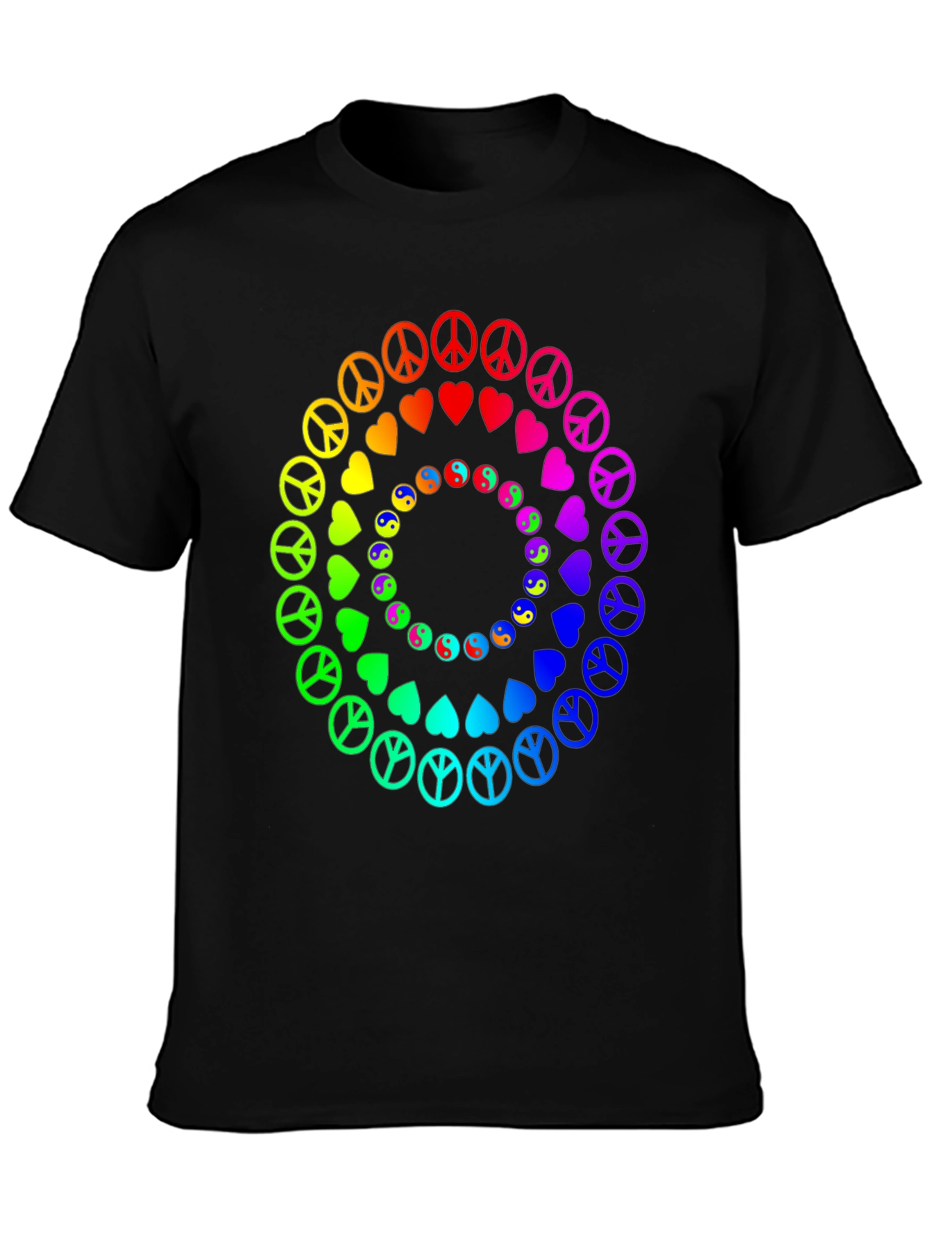 Rainbow Peace & Love Circle Graphic Tee