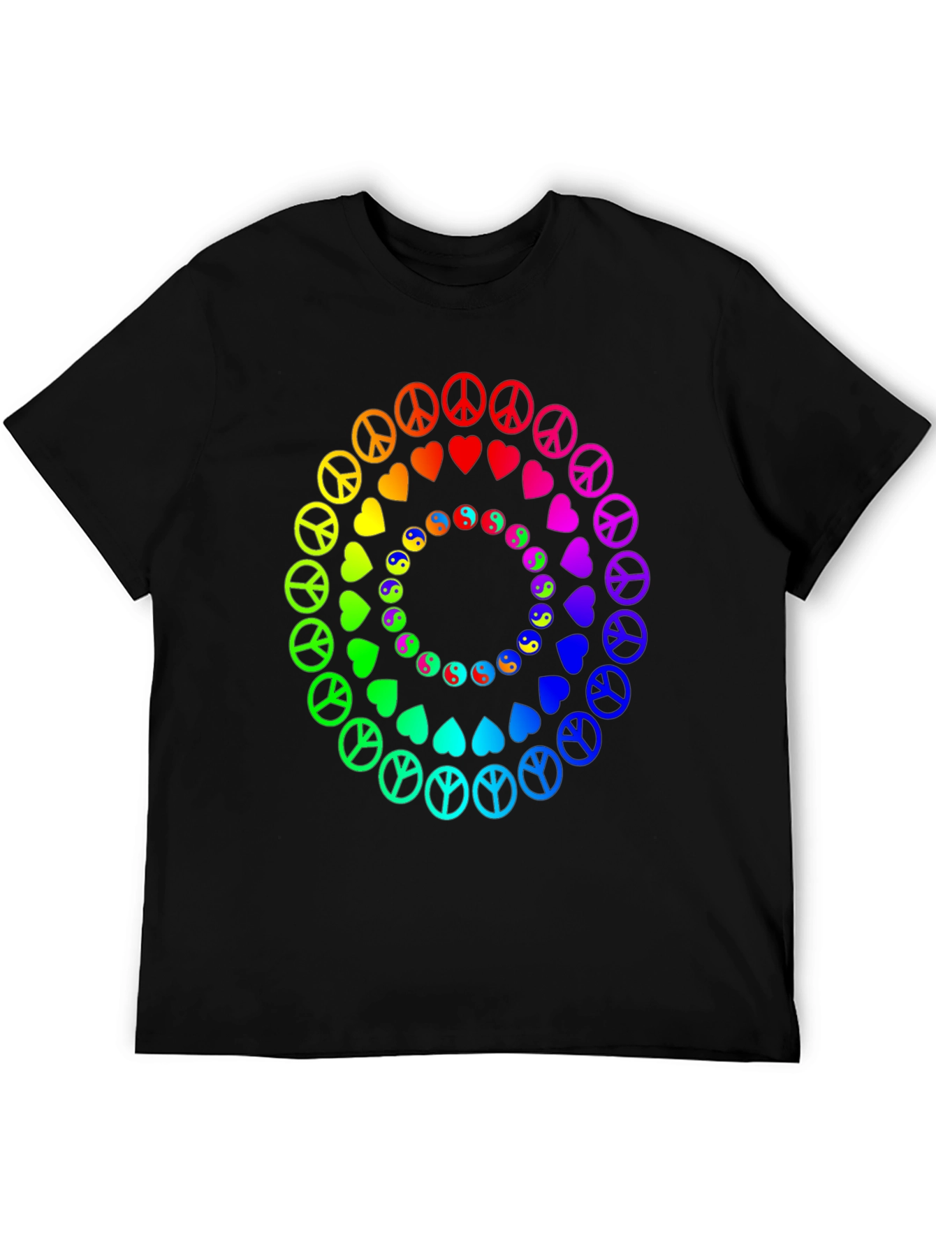 Rainbow Peace & Love Circle Graphic Tee