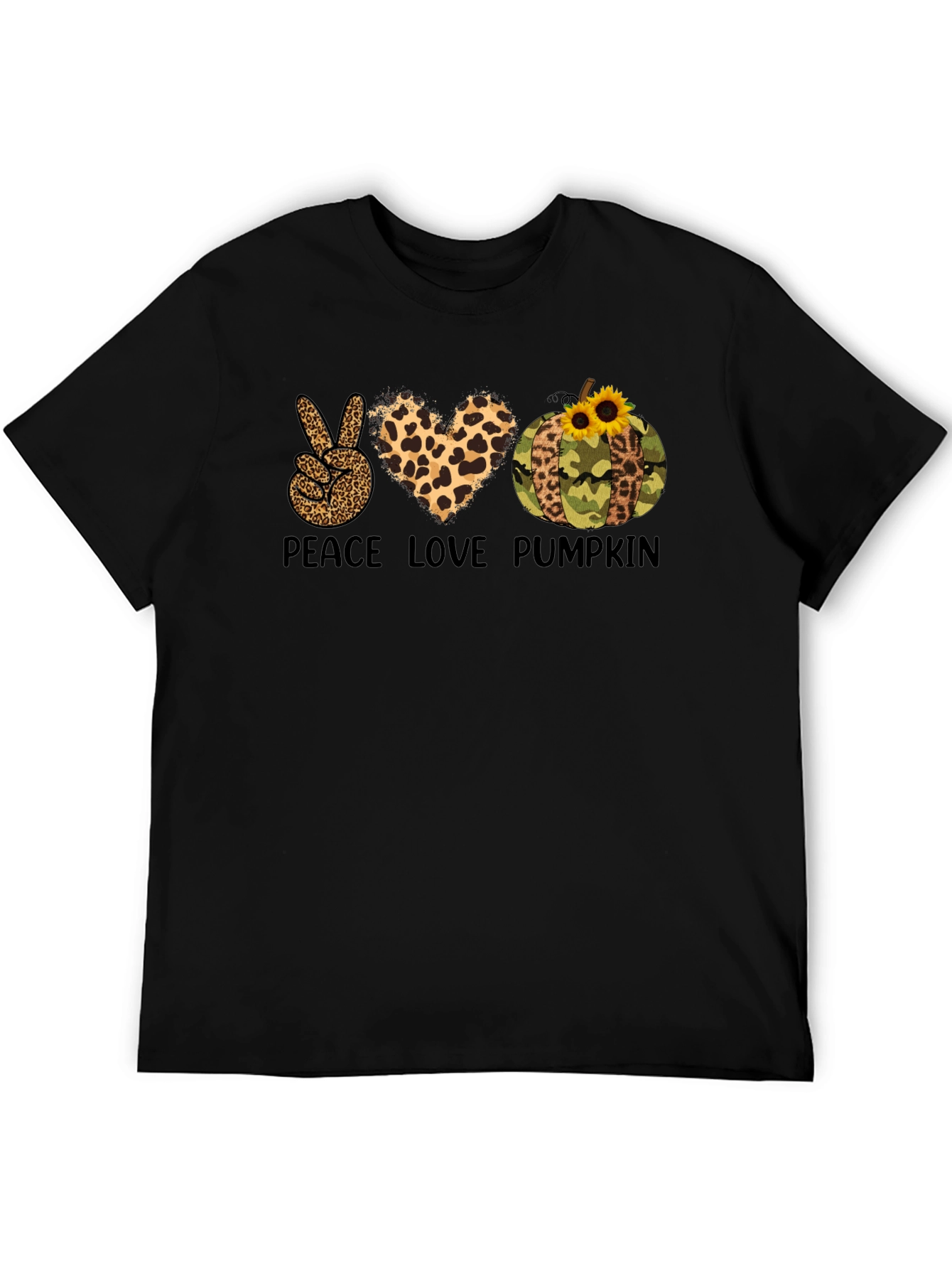 Peace Love Pumpkin Leopard Print T-Shirt