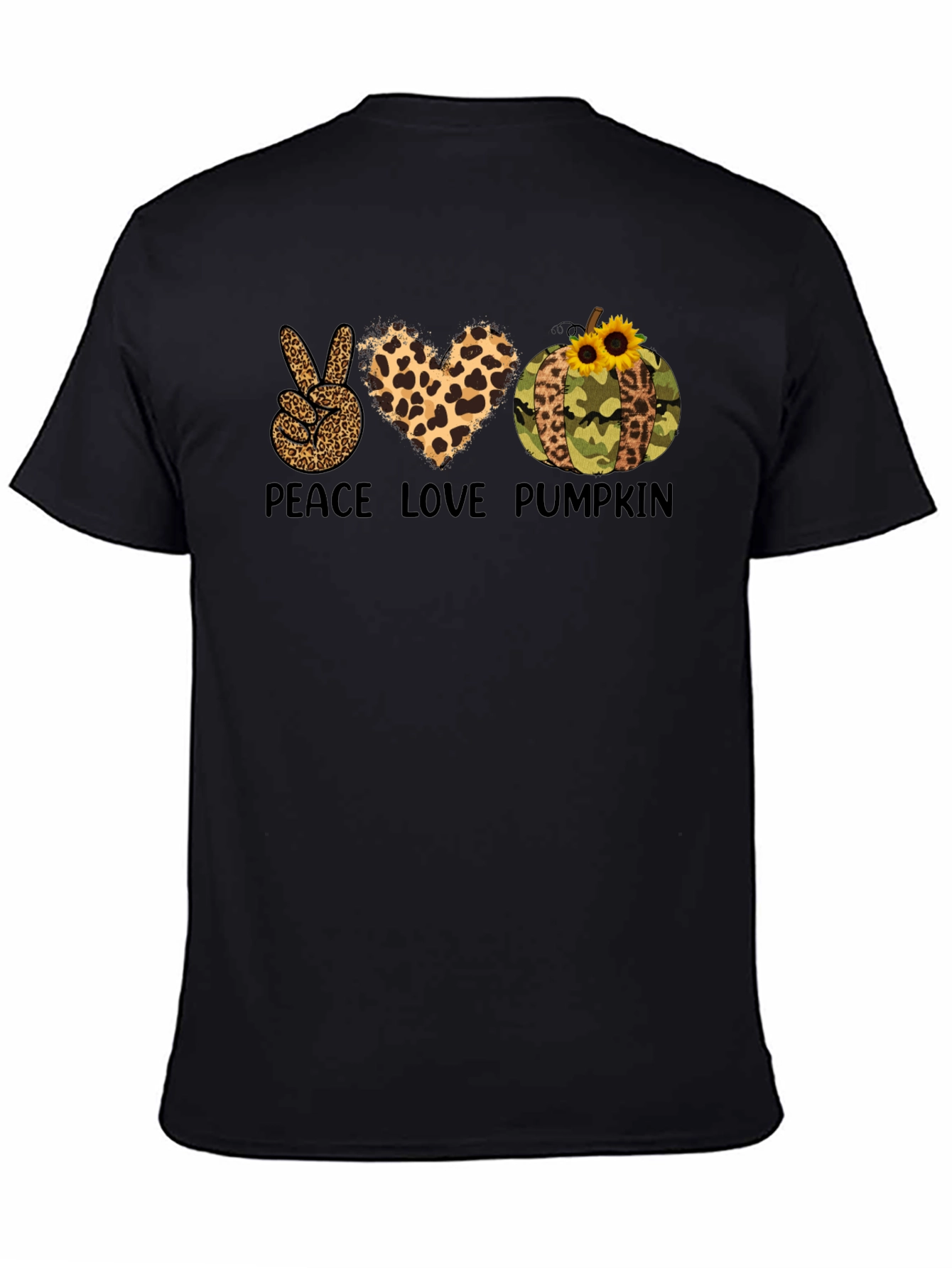Peace Love Pumpkin Leopard Print T-Shirt