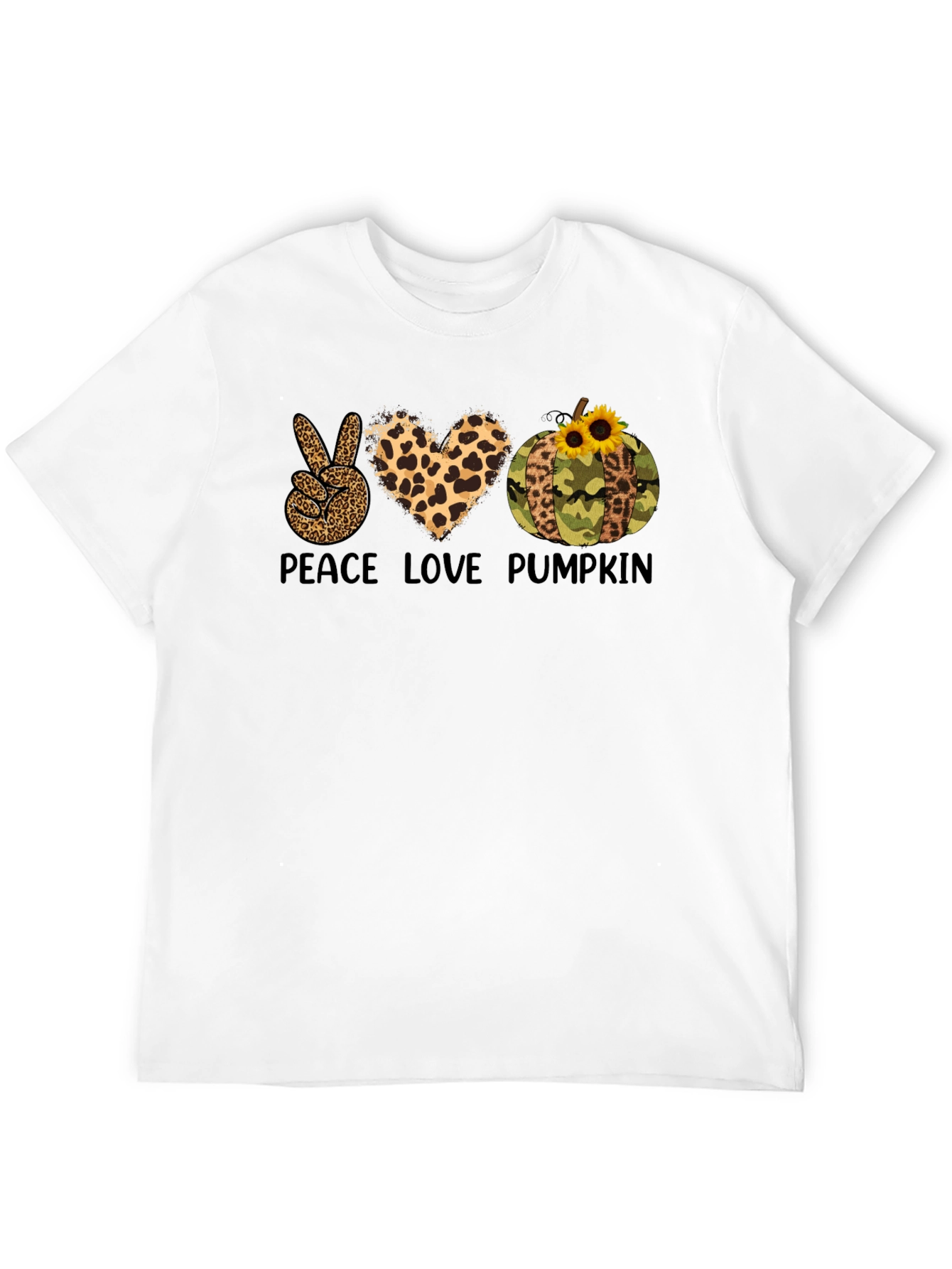 Peace Love Pumpkin Leopard Print T-Shirt