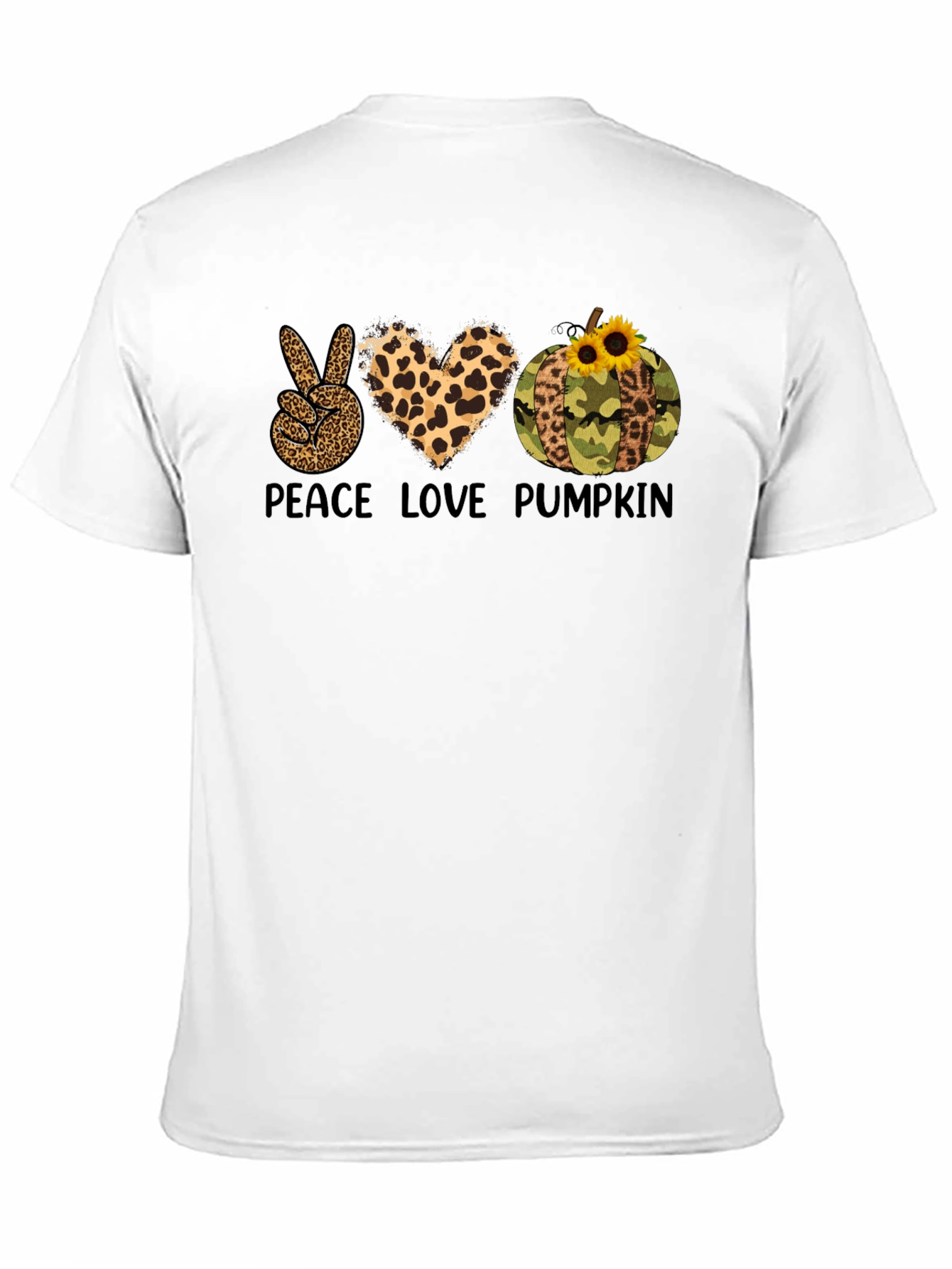 Peace Love Pumpkin Leopard Print T-Shirt