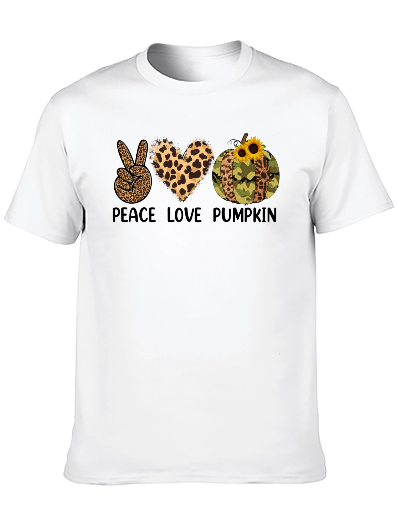 Peace Love Pumpkin Leopard Print T-Shirt