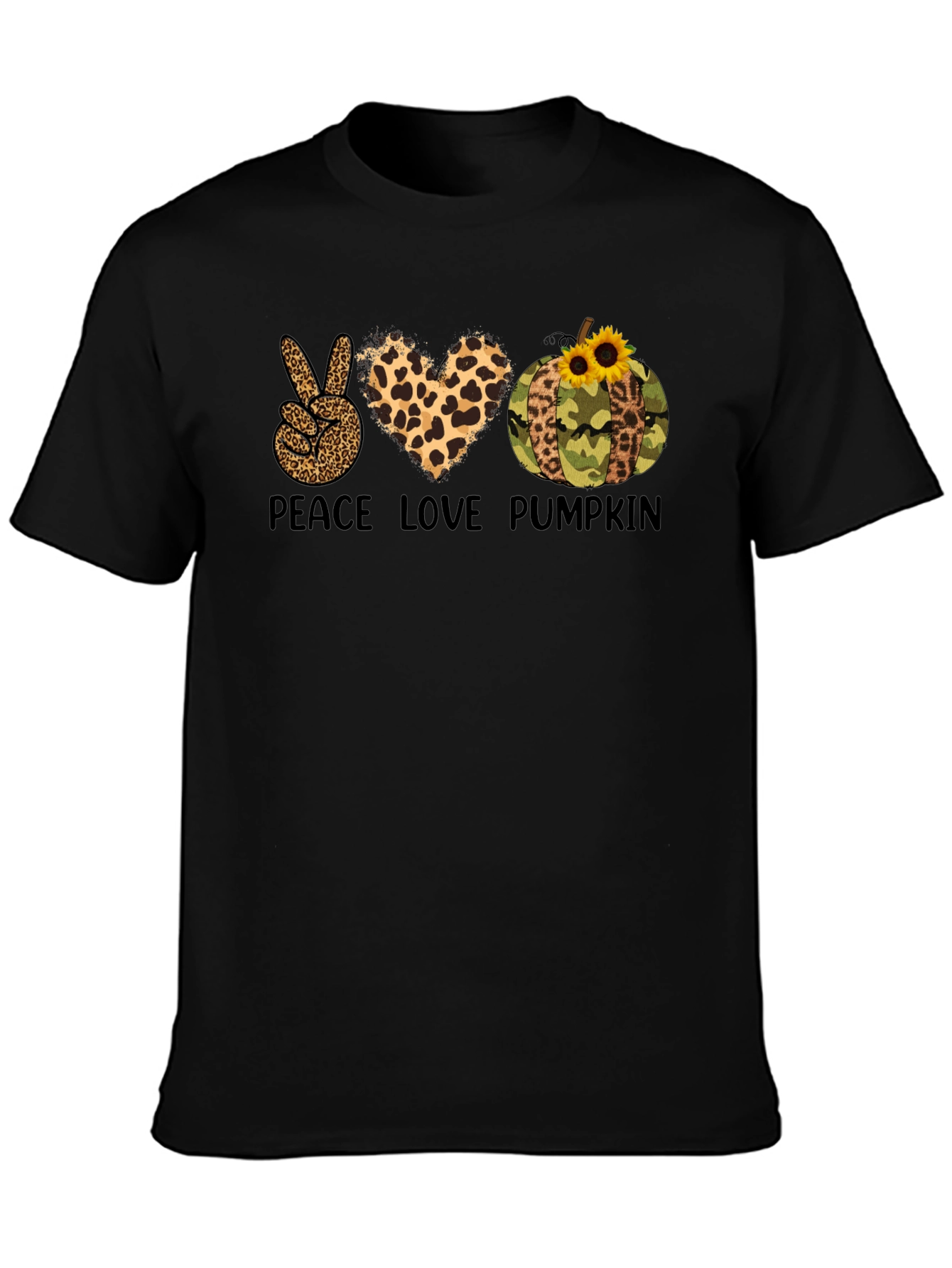 Peace Love Pumpkin Leopard Print T-Shirt