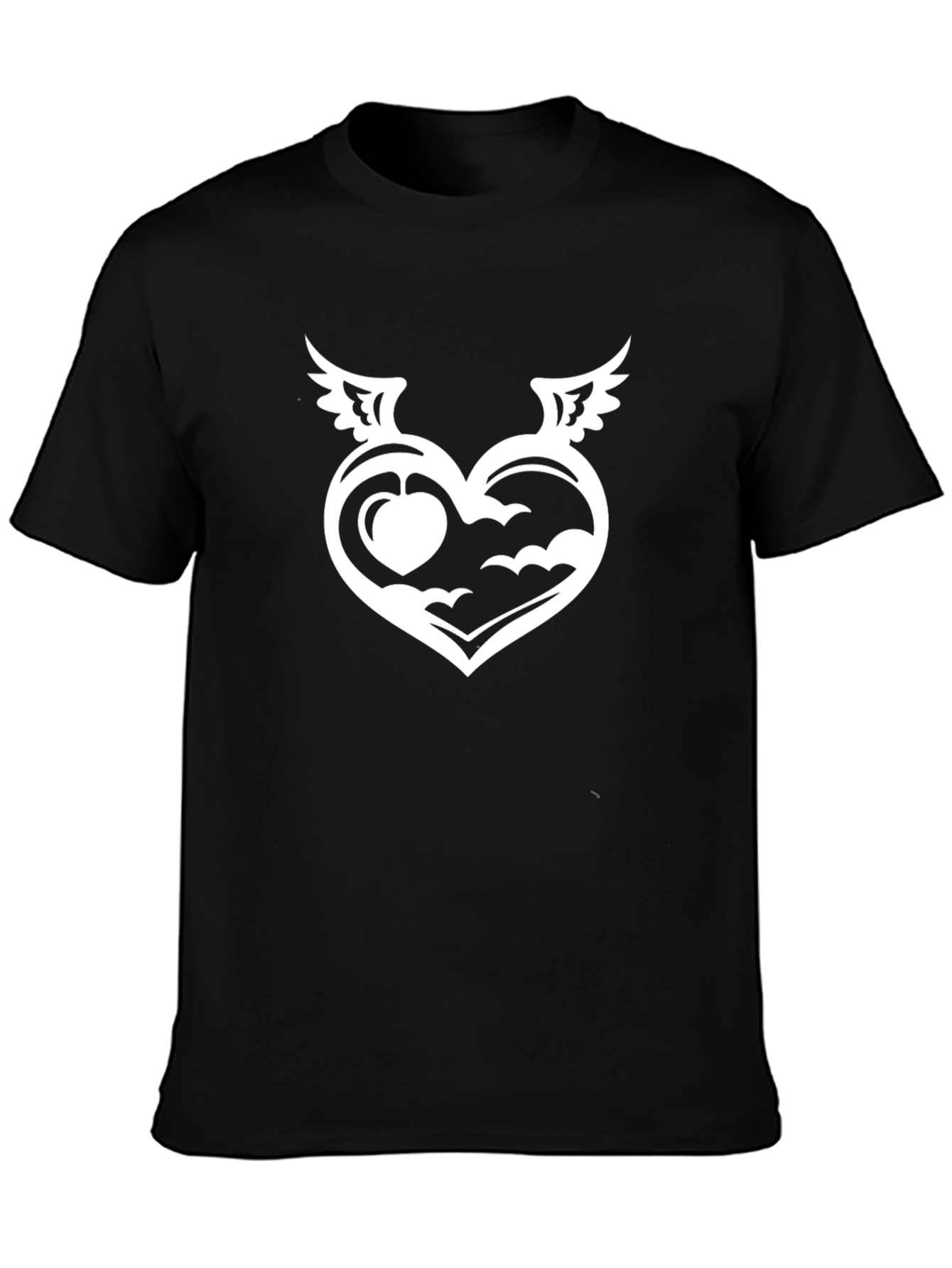 Heart Wings Graphic Black T-Shirt
