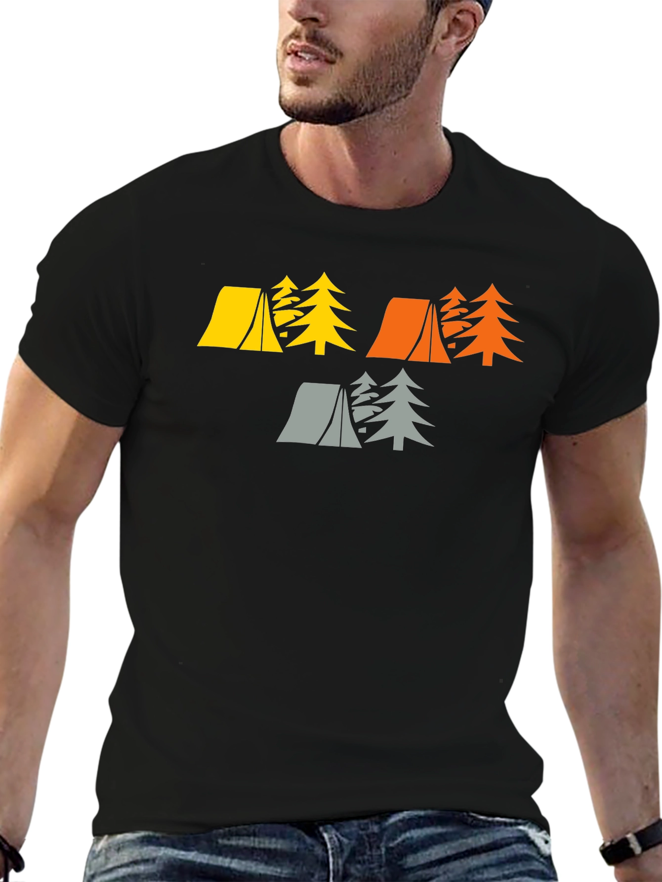 Camping Tents & Trees Graphic Tee - Adventure Awaits!
