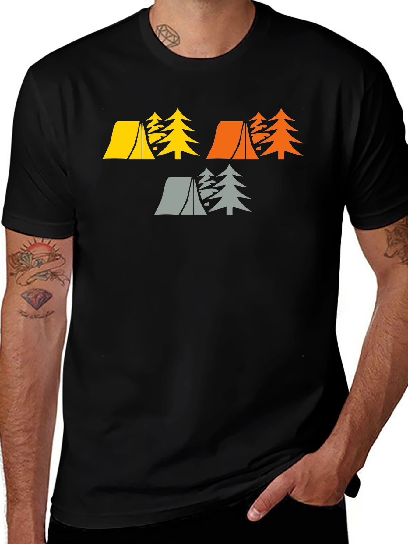 Camping Tents & Trees Graphic Tee - Adventure Awaits!