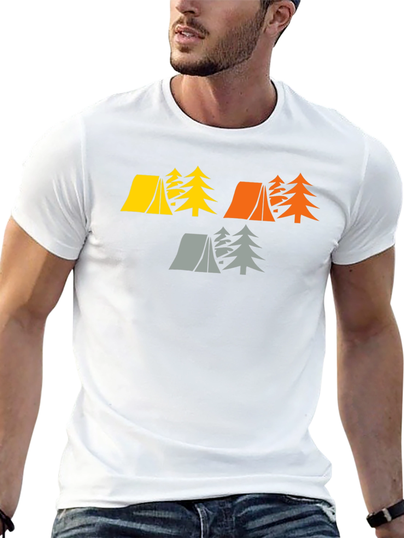 Camping Tents & Trees Graphic Tee - Adventure Awaits!