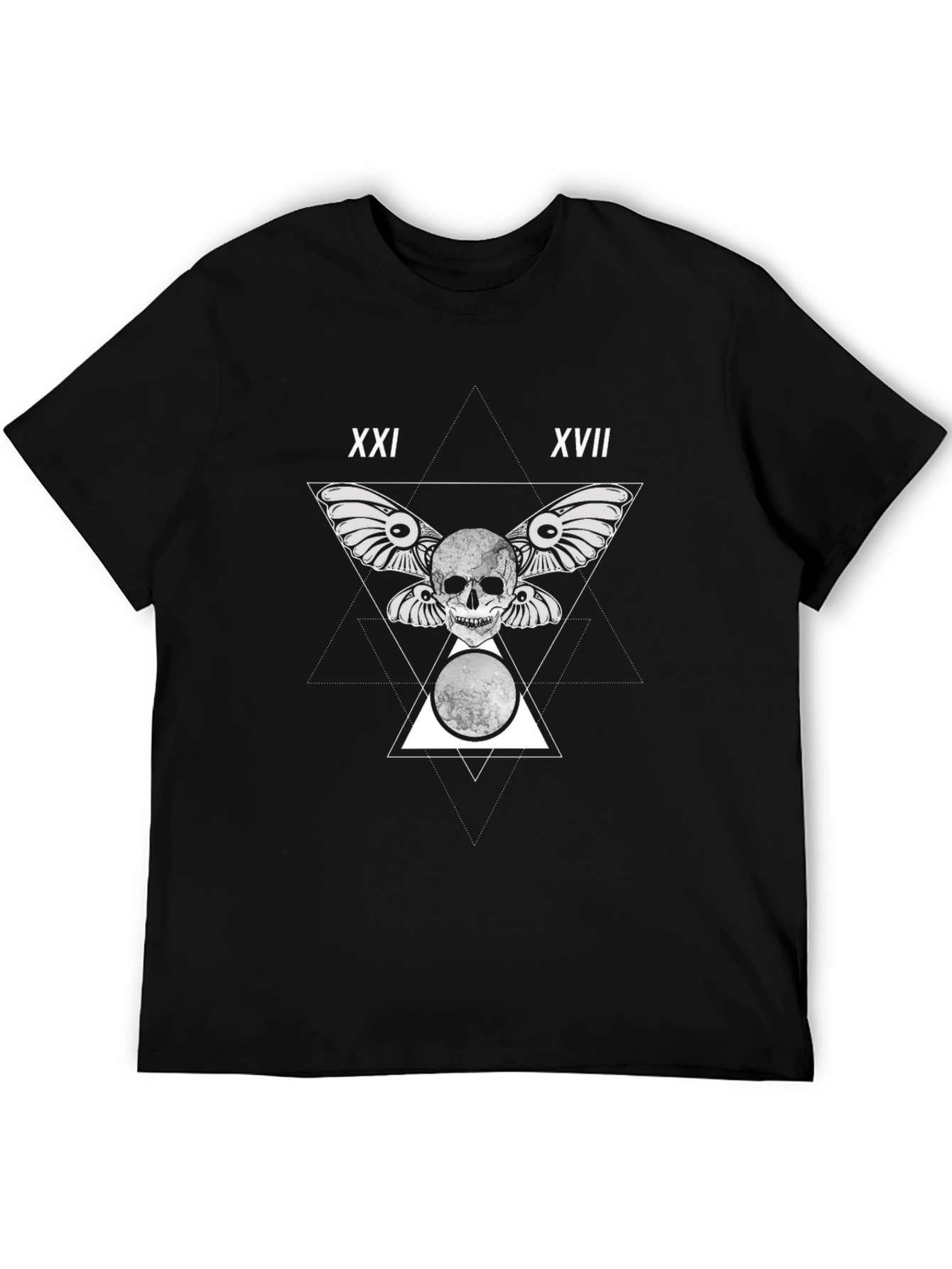 Skull & Moon Graphic Print Black T-Shirt