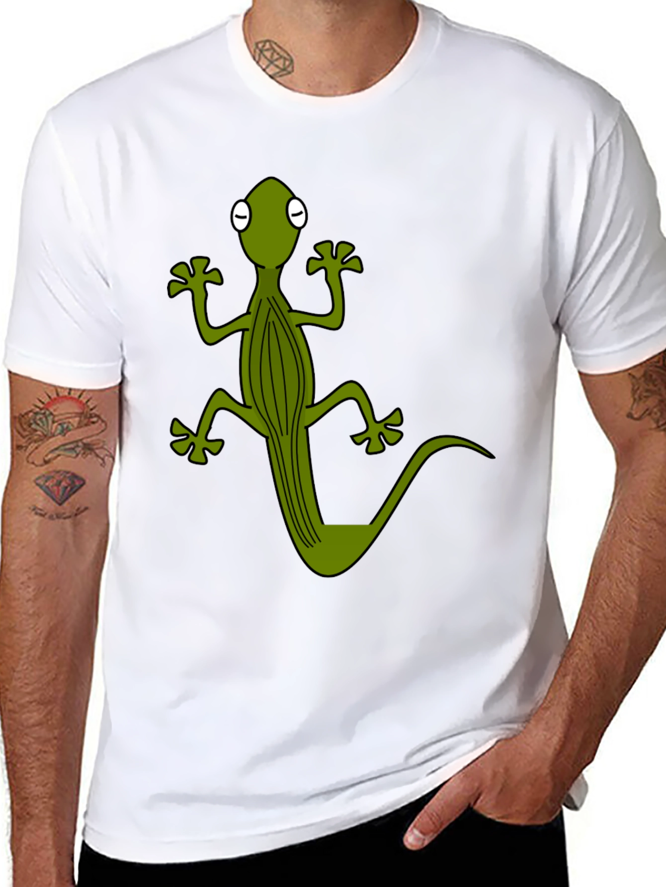Cool Gecko Graphic Tee - Black Cotton T-Shirt