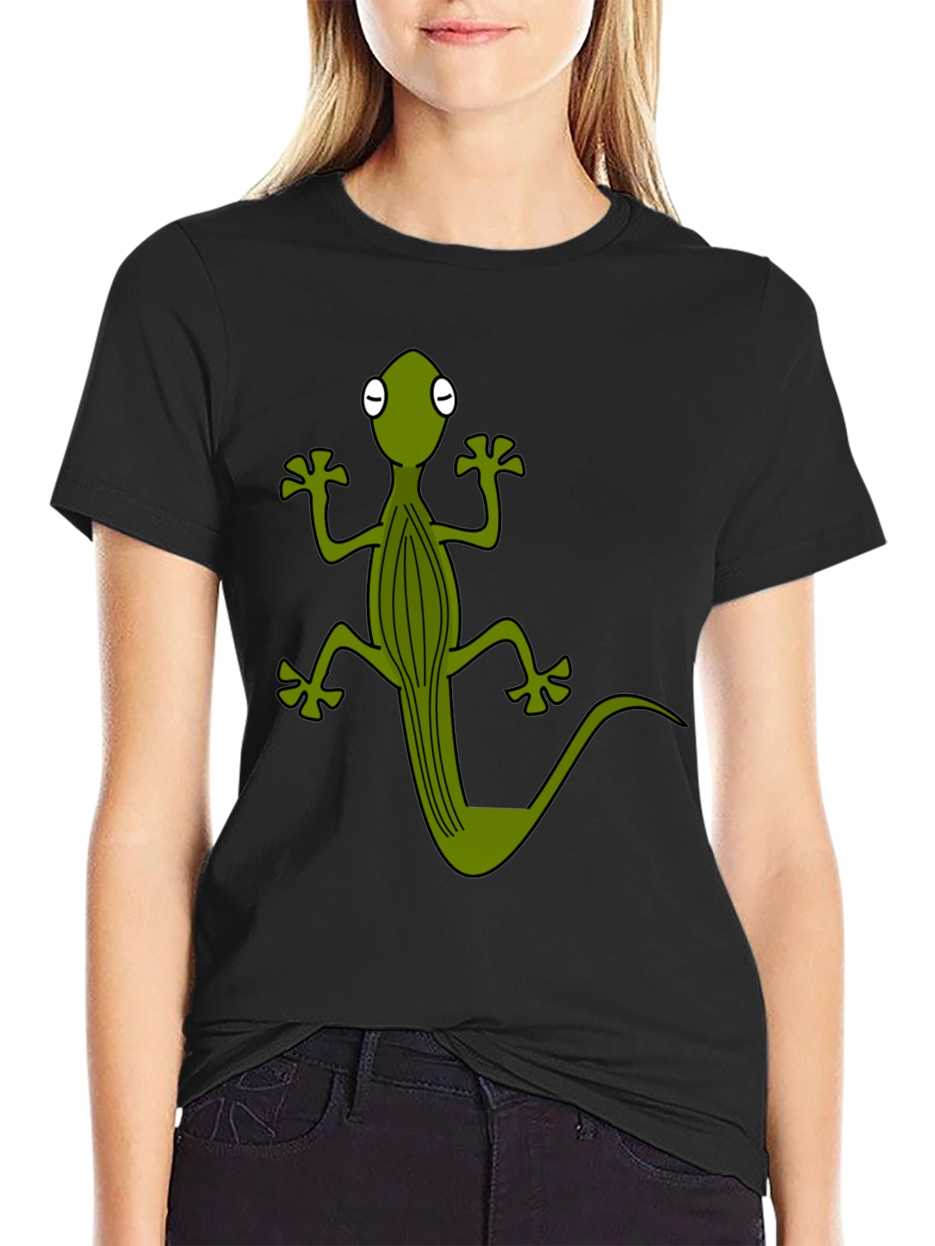 Cool Gecko Graphic Tee - Black Cotton T-Shirt
