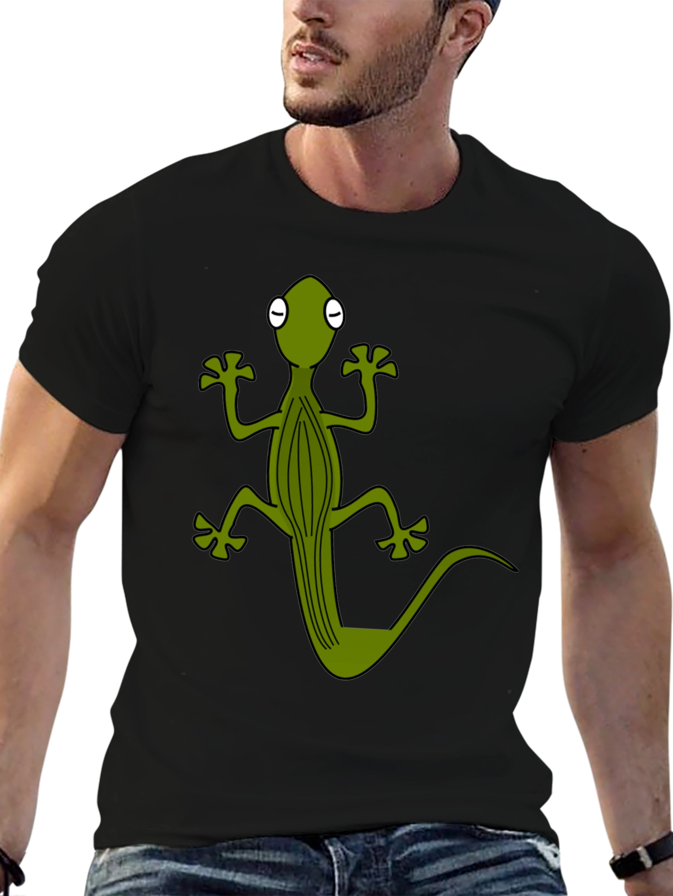 Cool Gecko Graphic Tee - Black Cotton T-Shirt