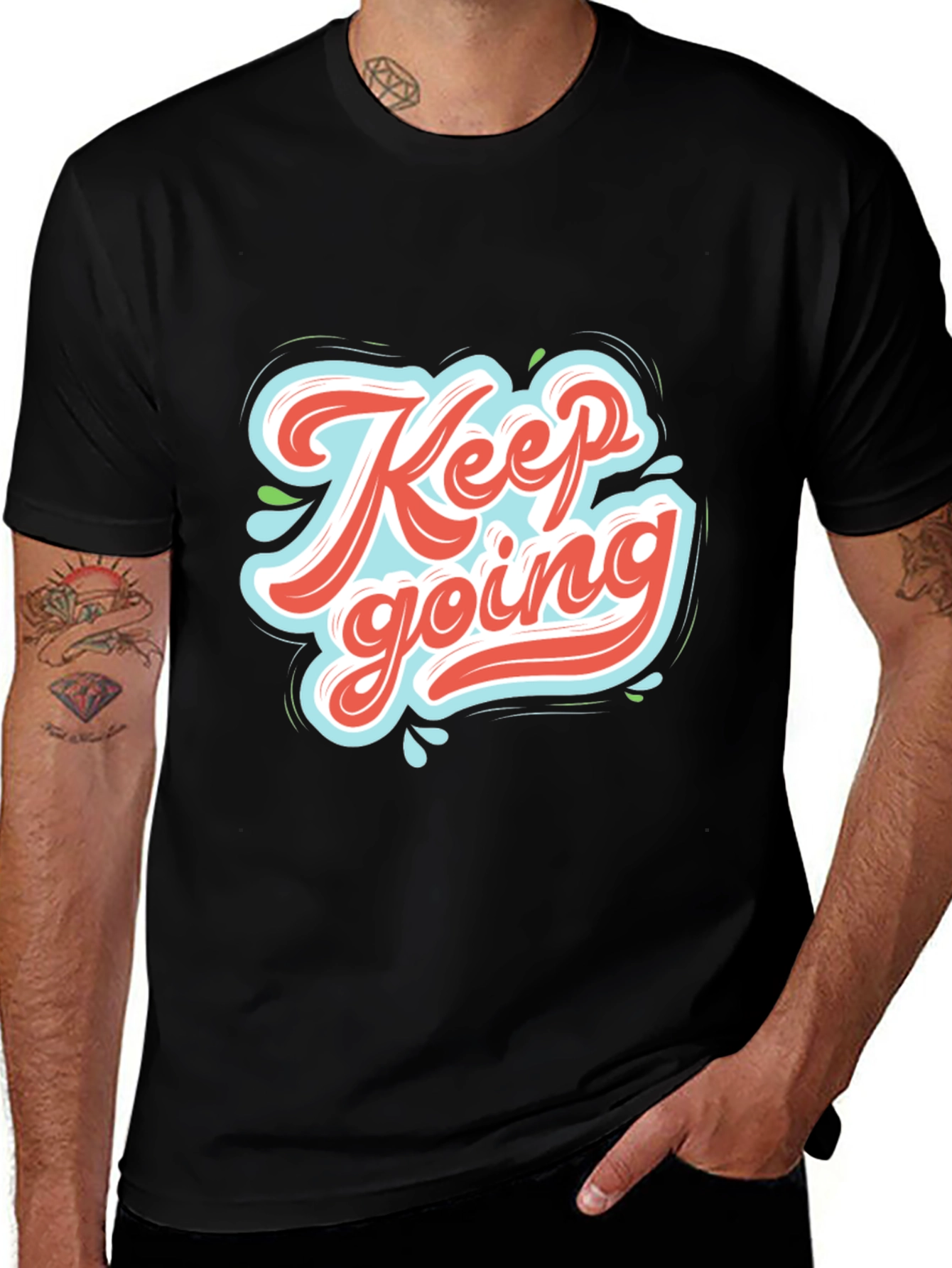 Keep Going Graphic Tee - Motivational Black T-Shirt