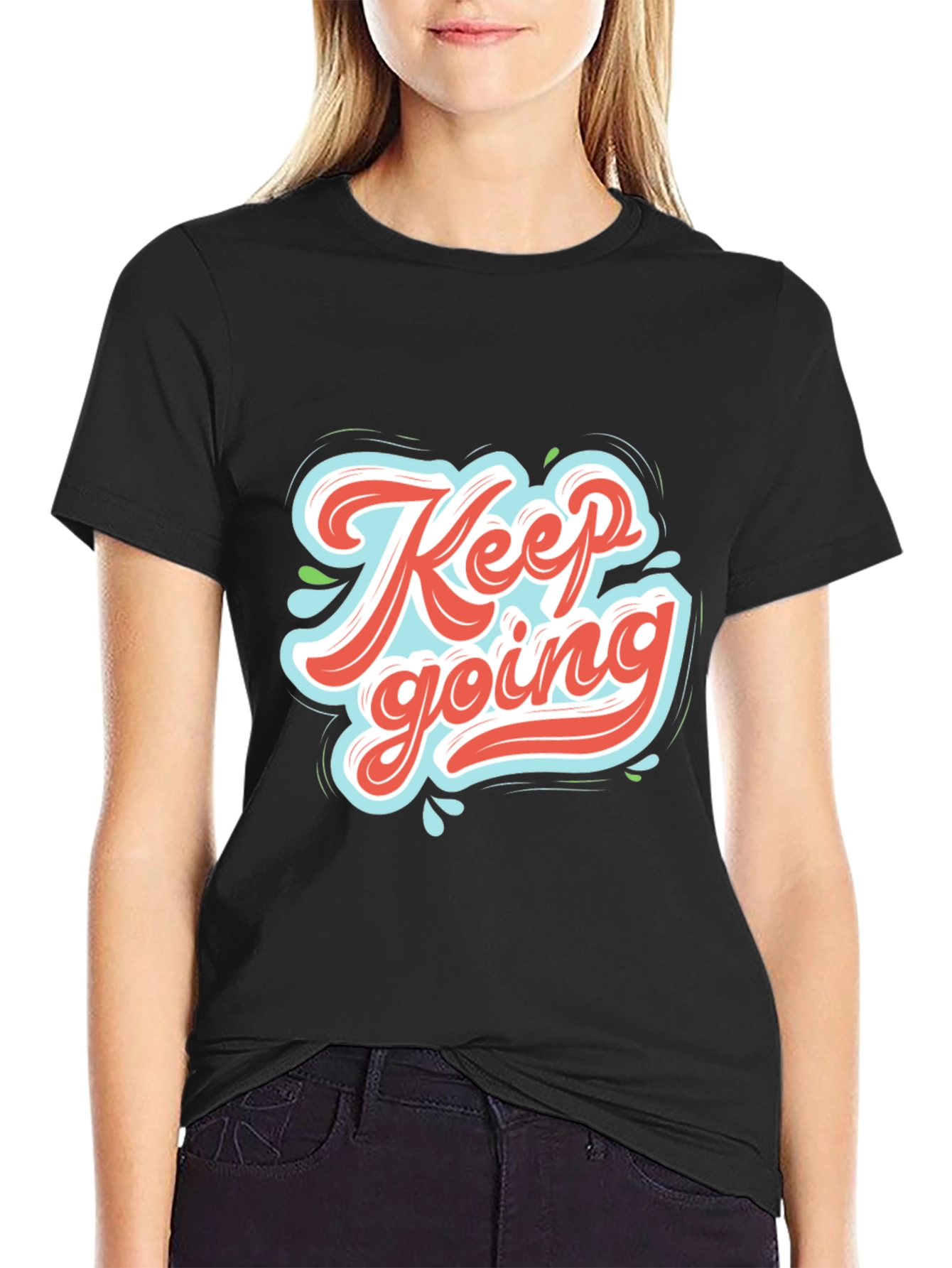 Keep Going Graphic Tee - Motivational Black T-Shirt