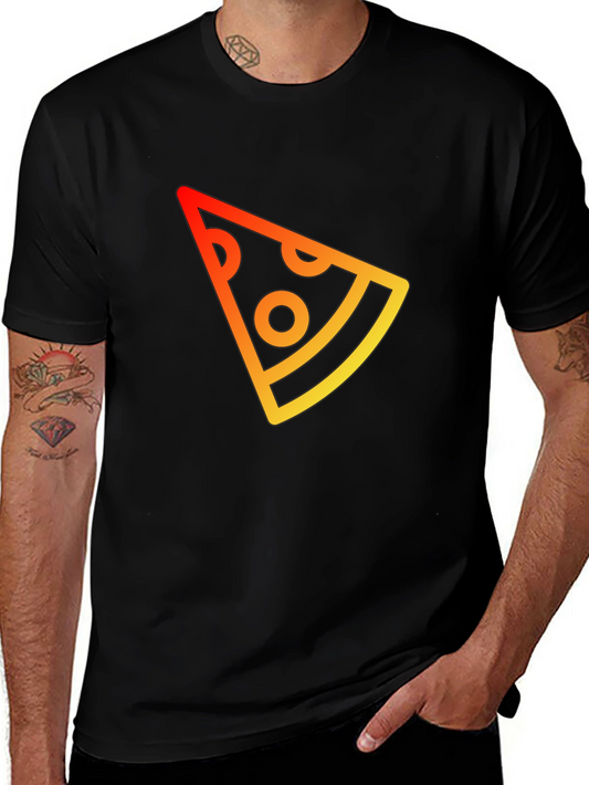 Pizza Slice Graphic Tee - Casual Black T-Shirt