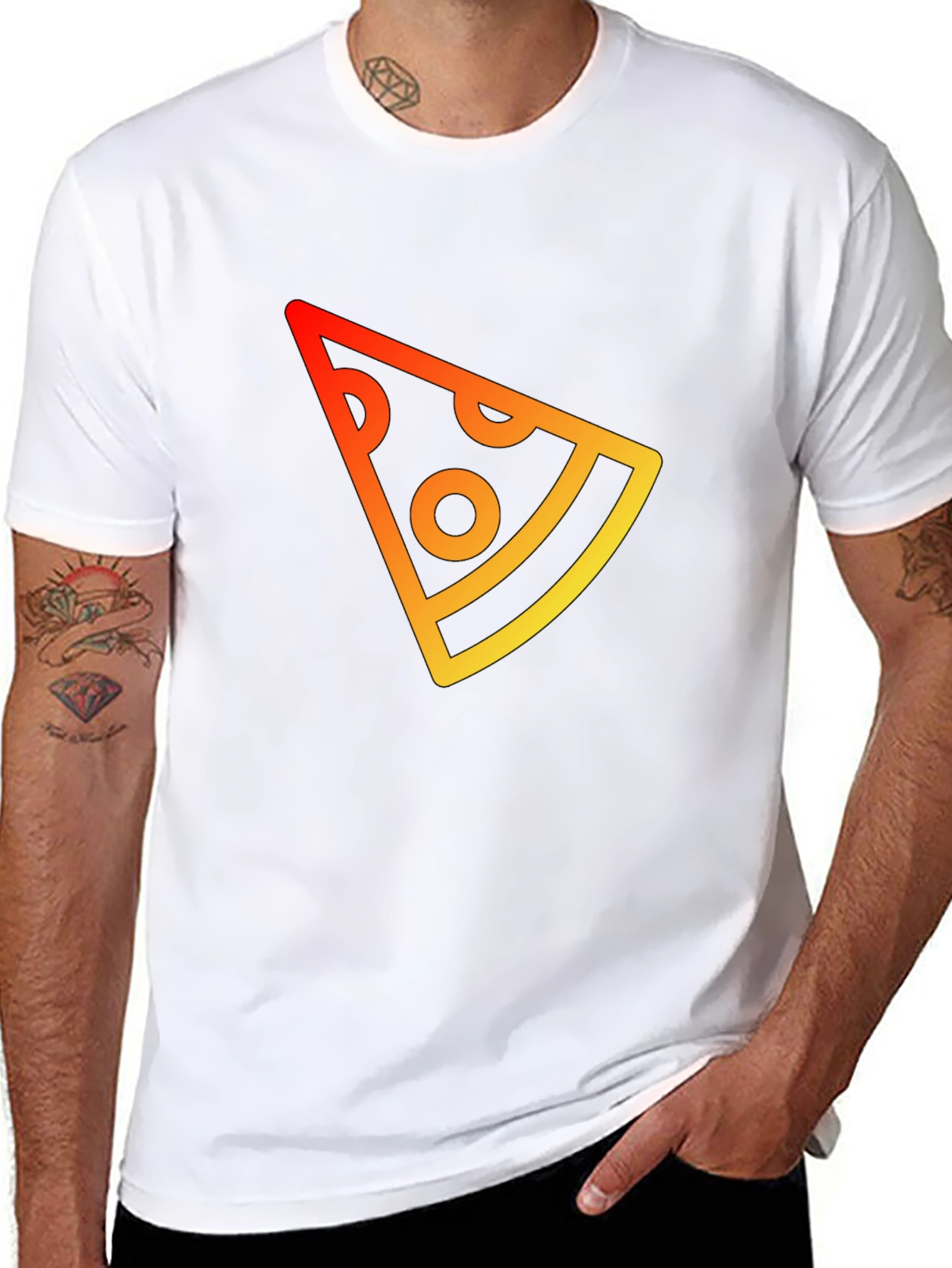 Pizza Slice Graphic Tee - Casual Black T-Shirt