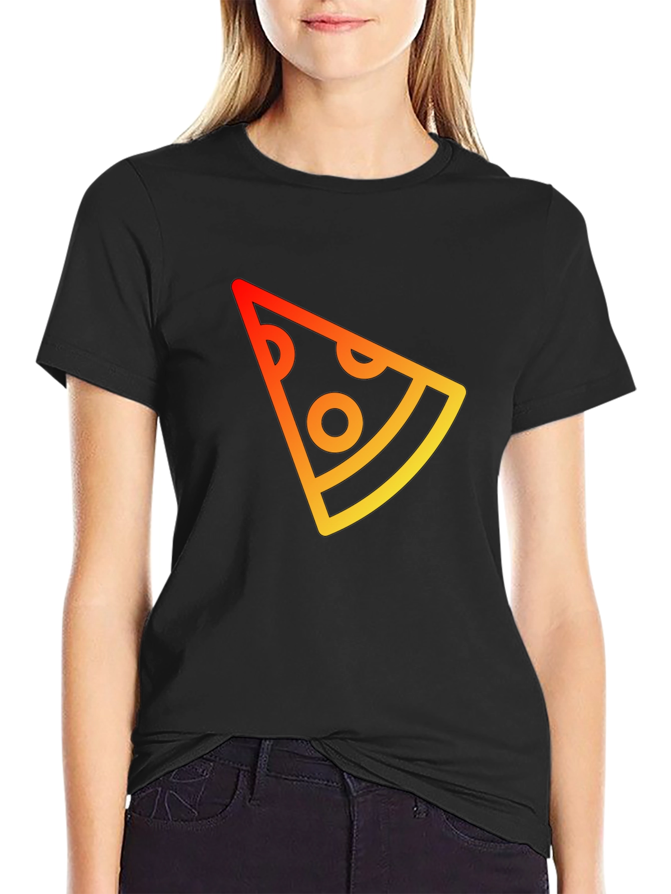 Pizza Slice Graphic Tee - Casual Black T-Shirt