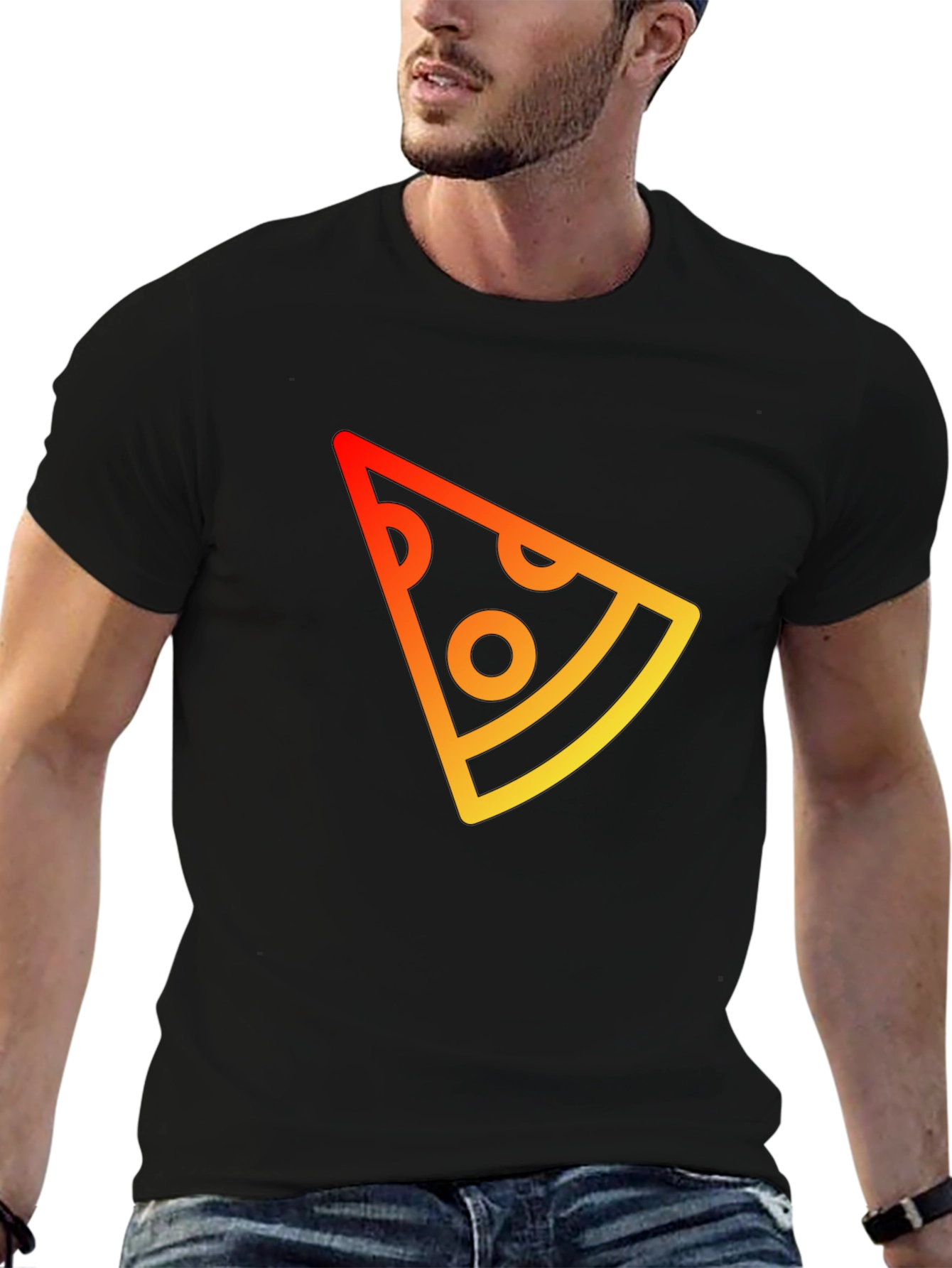 Pizza Slice Graphic Tee - Casual Black T-Shirt
