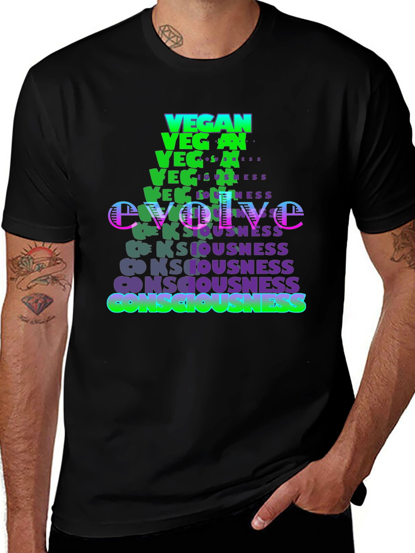 Vegan Evolve Consciousness Graphic T-Shirt