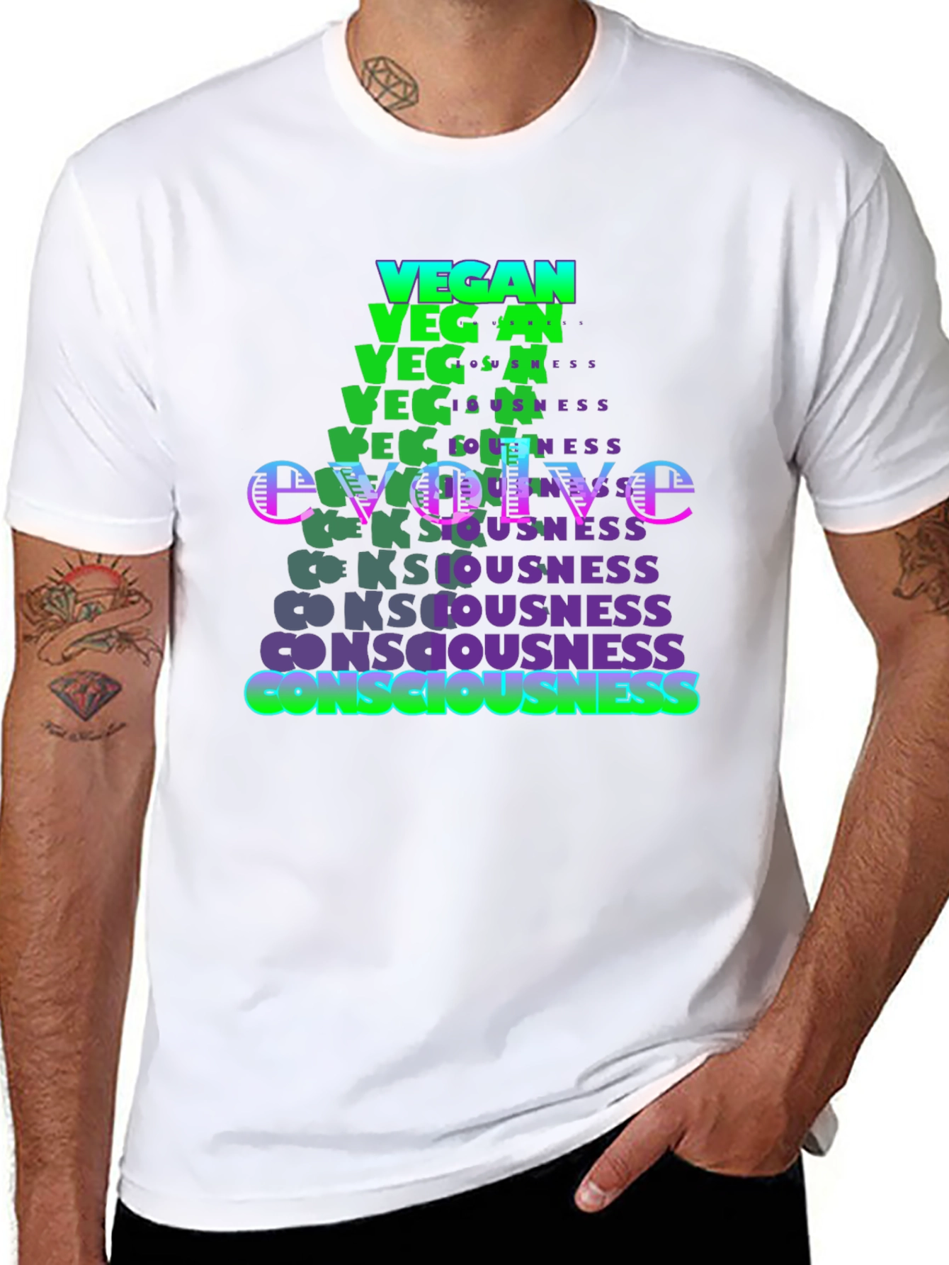 Vegan Evolve Consciousness Graphic T-Shirt