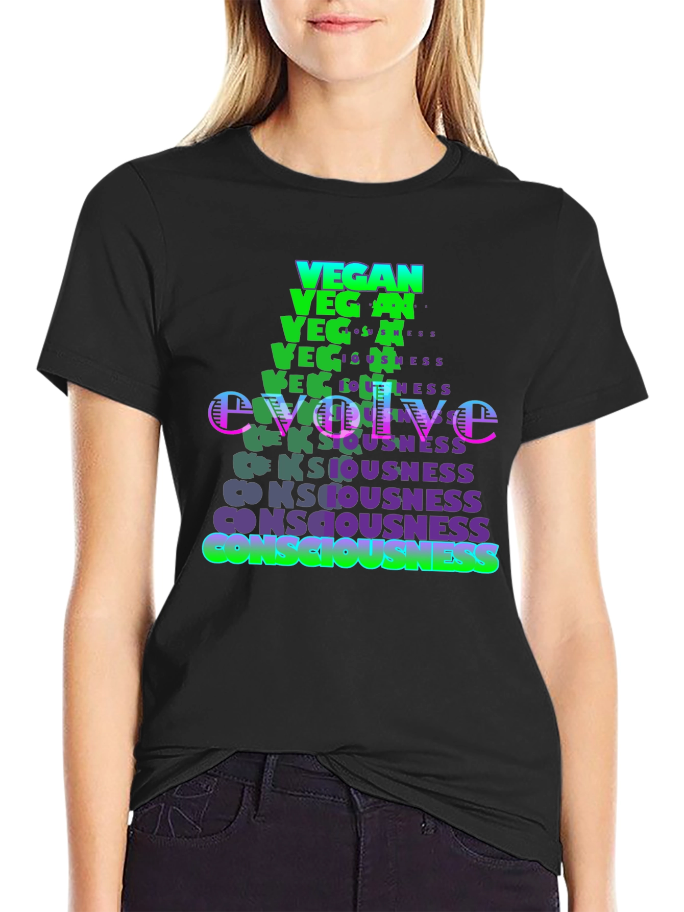 Vegan Evolve Consciousness Graphic T-Shirt