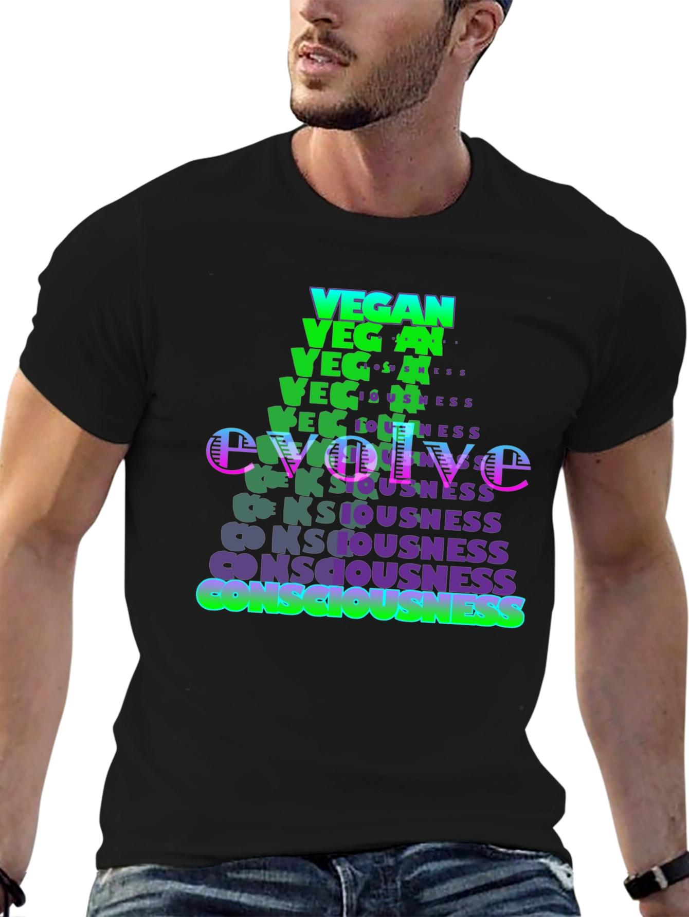 Vegan Evolve Consciousness Graphic T-Shirt