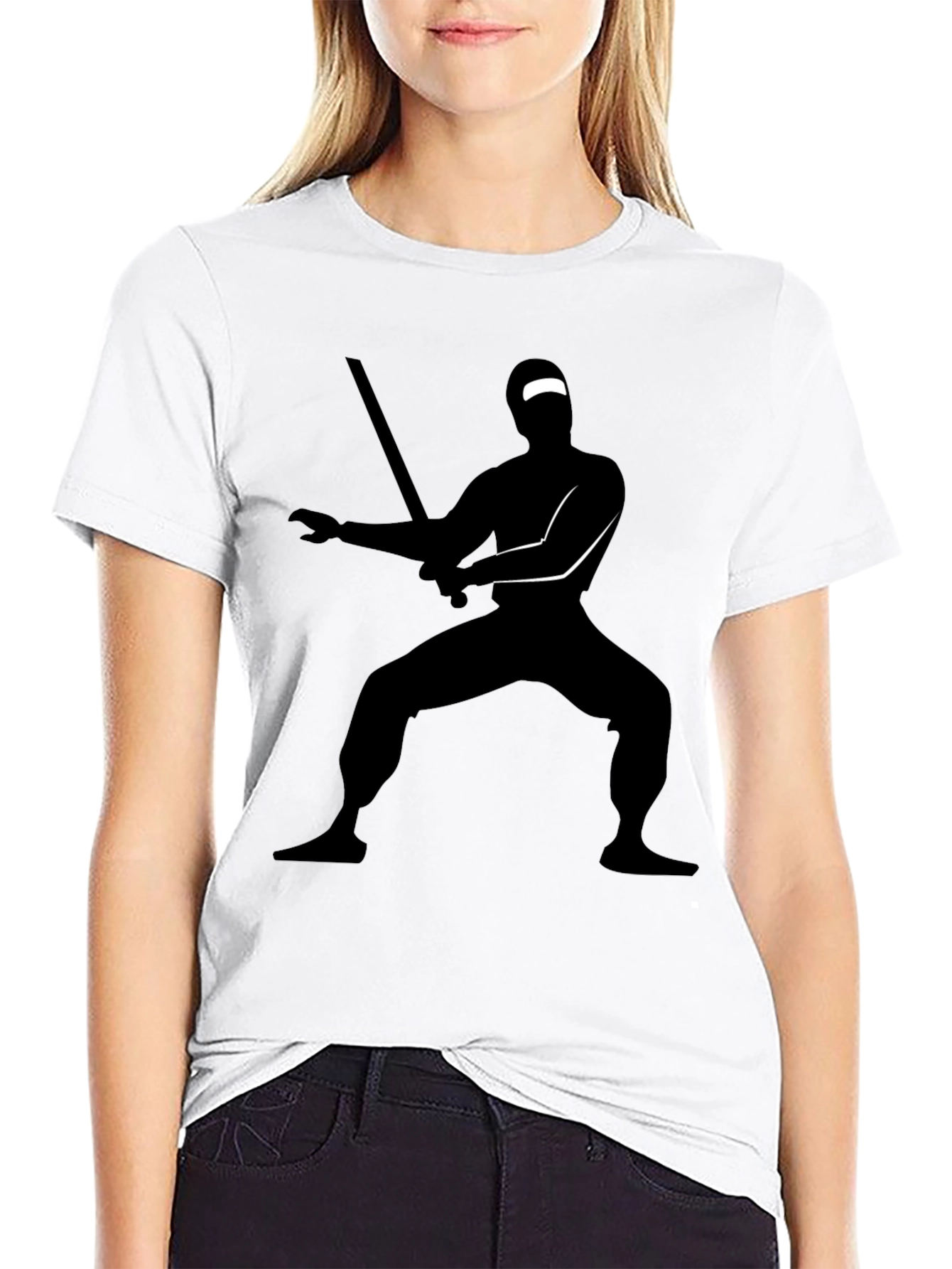 Ninja Silhouette Graphic Black T-Shirt