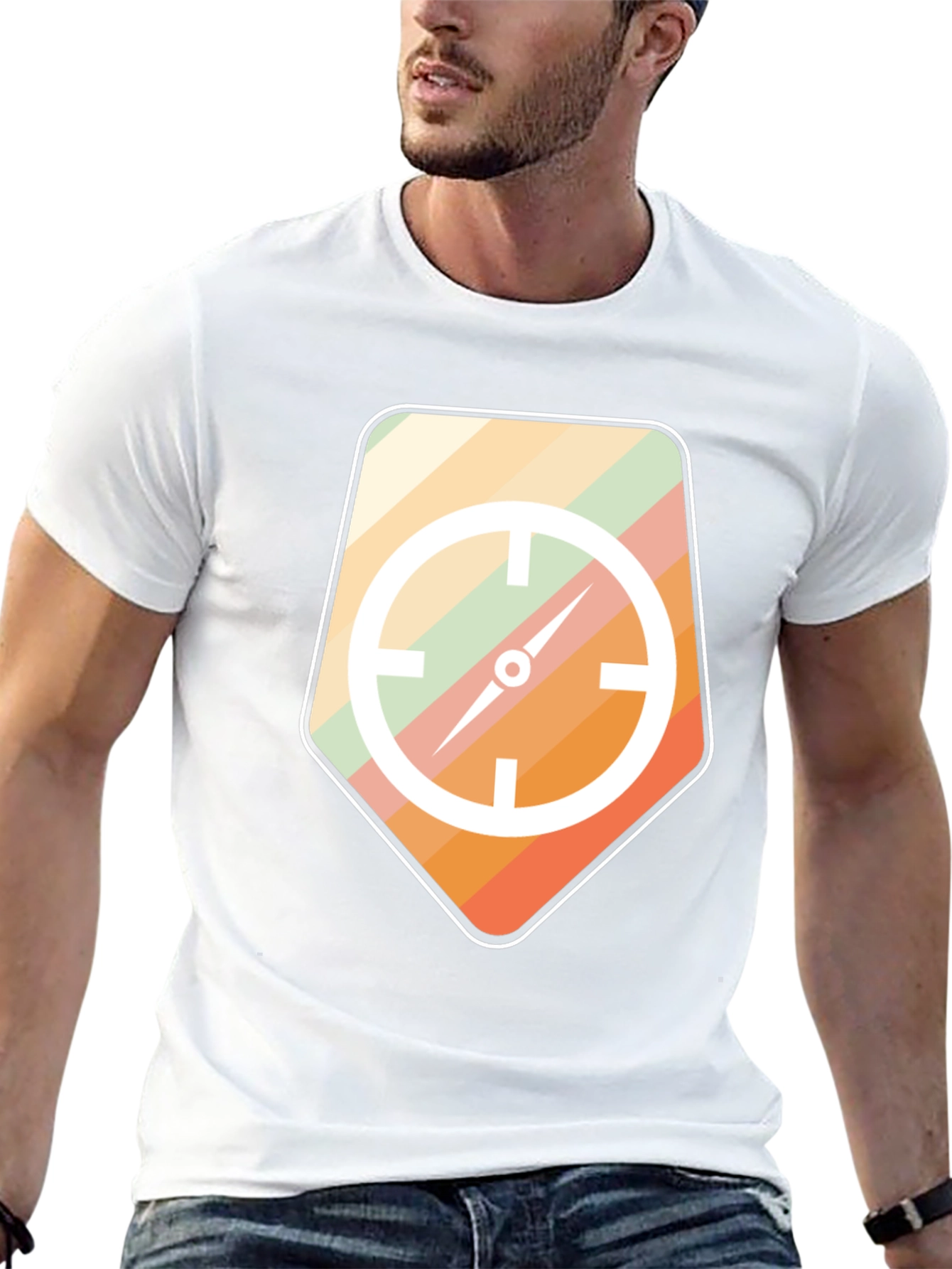 Retro Compass Graphic Tee - Mens Black T-Shirt
